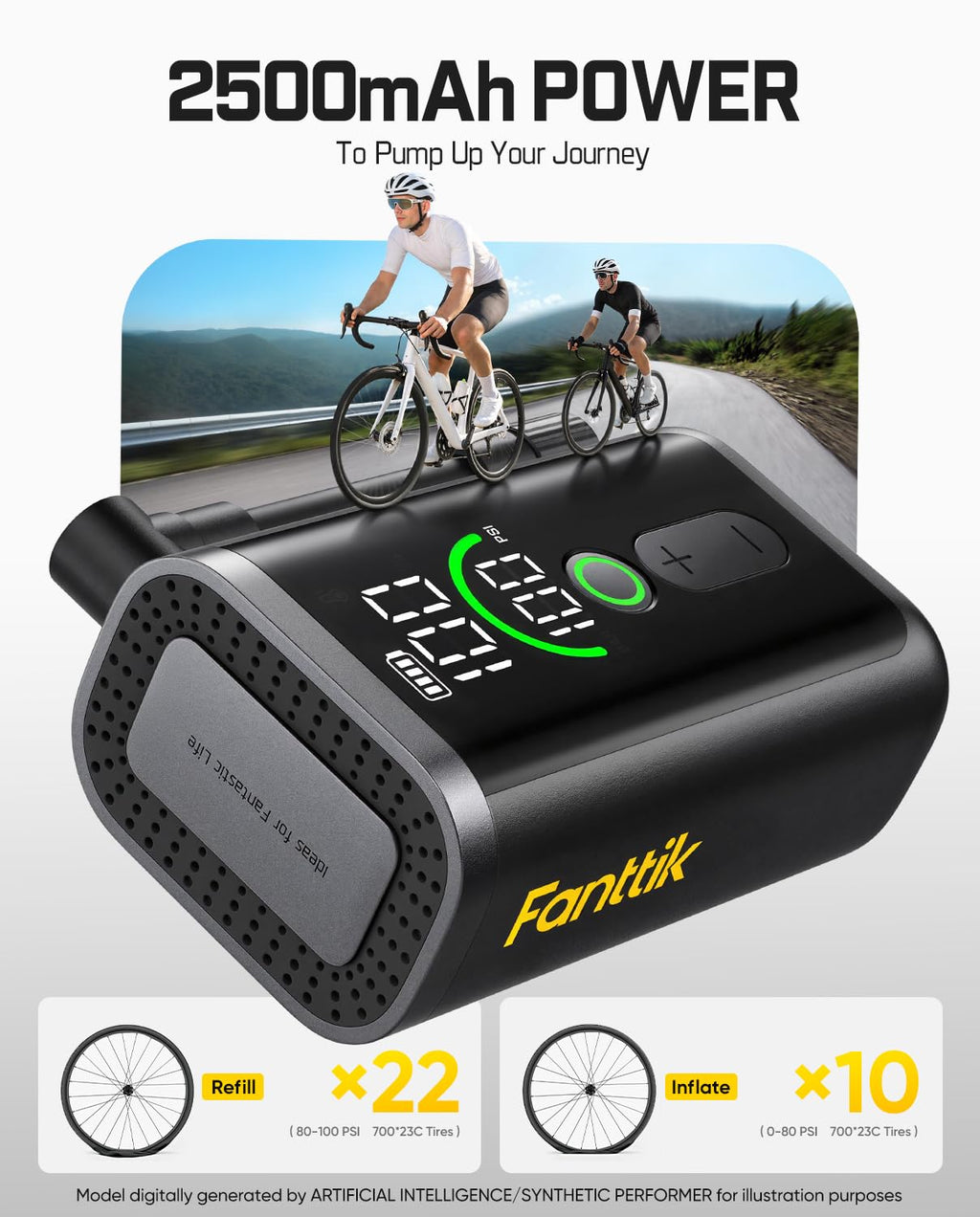 150 PSI Portable Electric Bike Pump with Gauge and Dual Valve Support