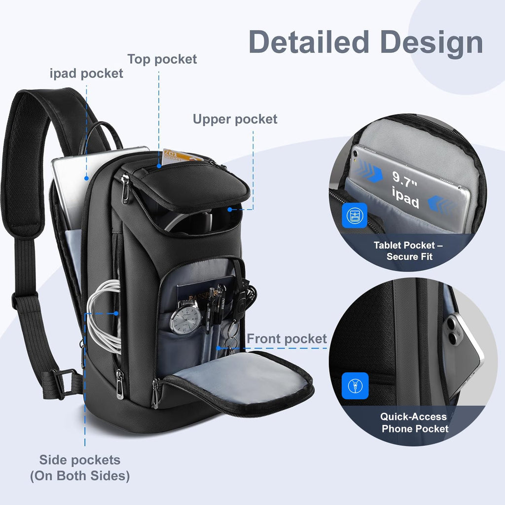 Waterproof Utility Crossbody Sling Bag for Men with Secure Anti Theft Pocket