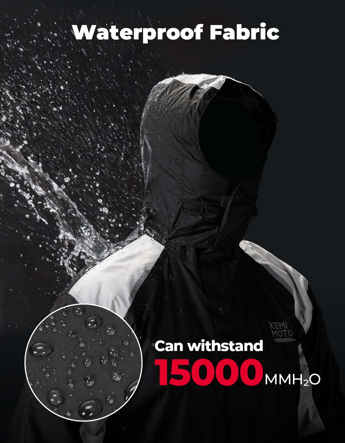 Mens Breathable Waterproof Motorcycle Rain Suit with Jacket and Pants