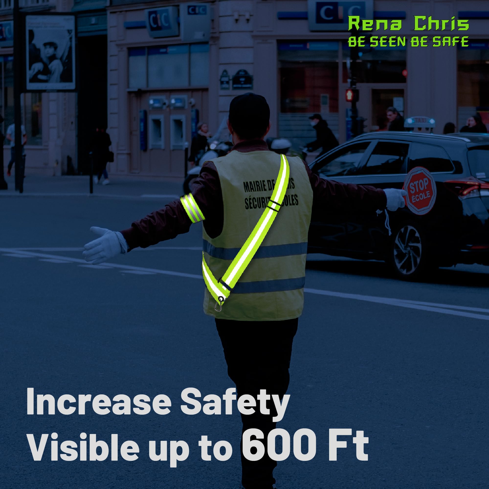 Reflective Sash Belt and Armband for Night Running and Dog Walking