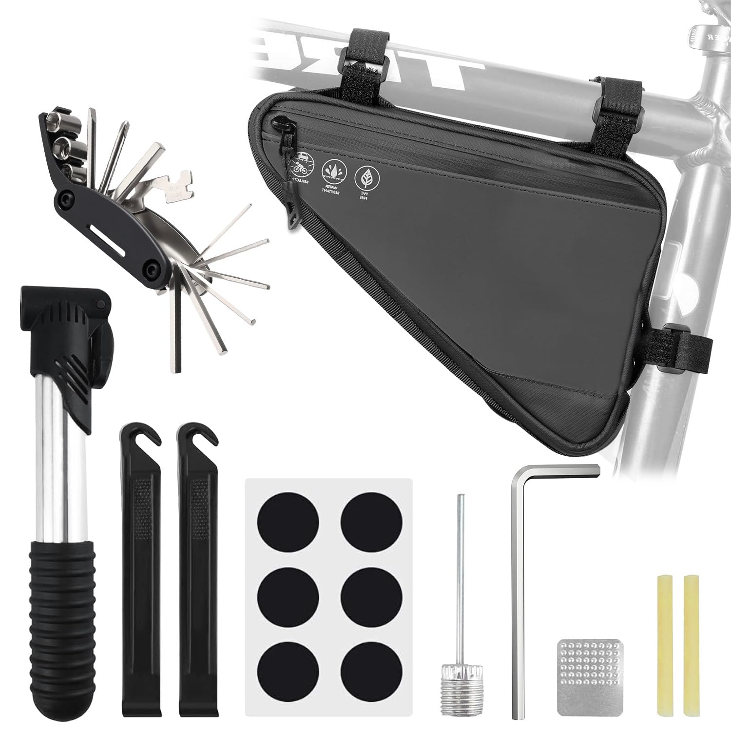 2L Water Resistant Reflective Bike Frame Storage Bag