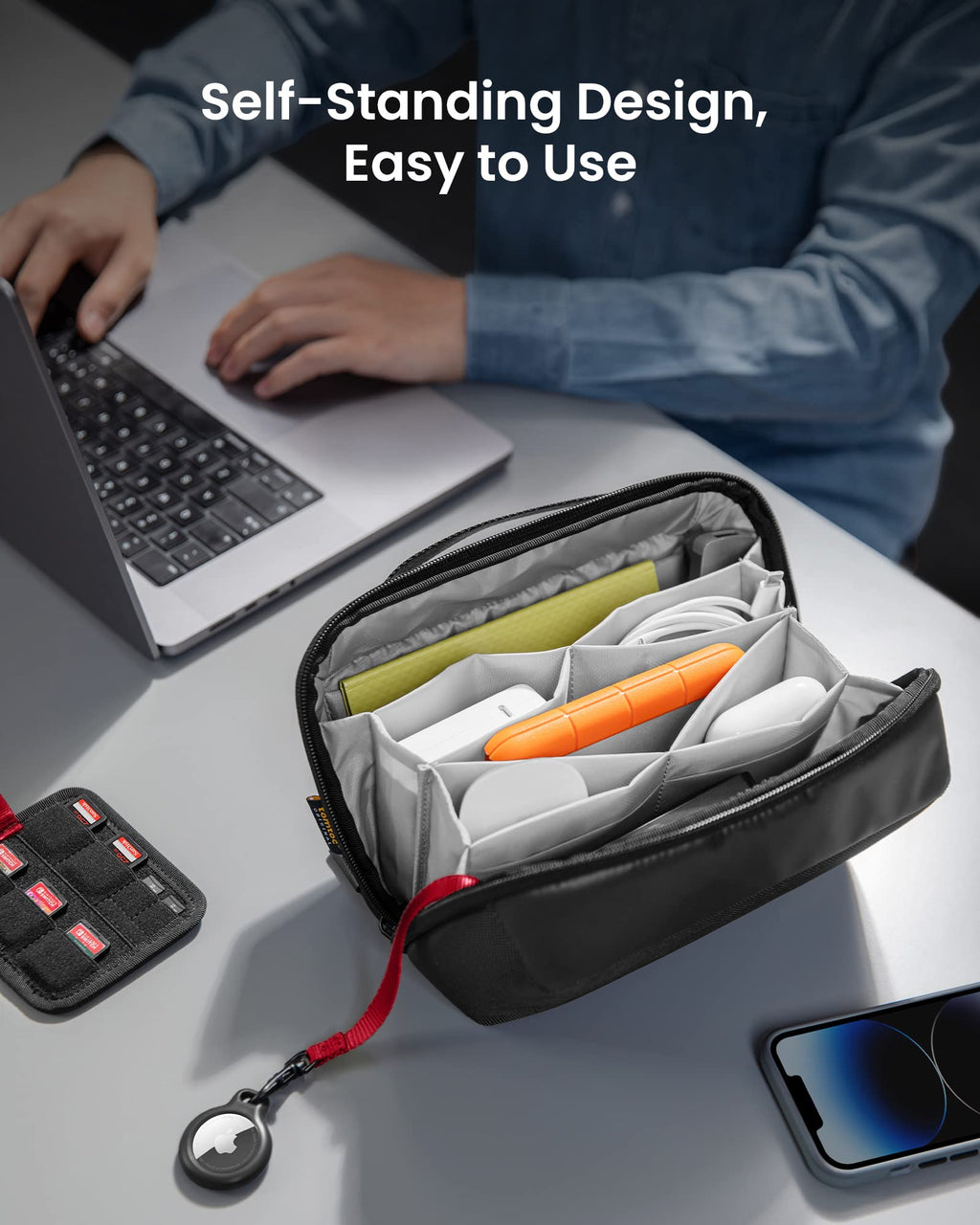 Electronic Accessory Organizer Pouch for Cables Chargers and Small Devices