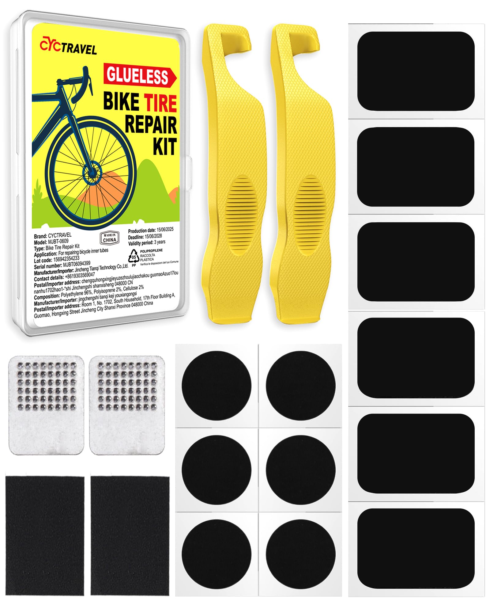 Bike Inner Tube Puncture Repair Kit with 20 Vulcanizing Patches