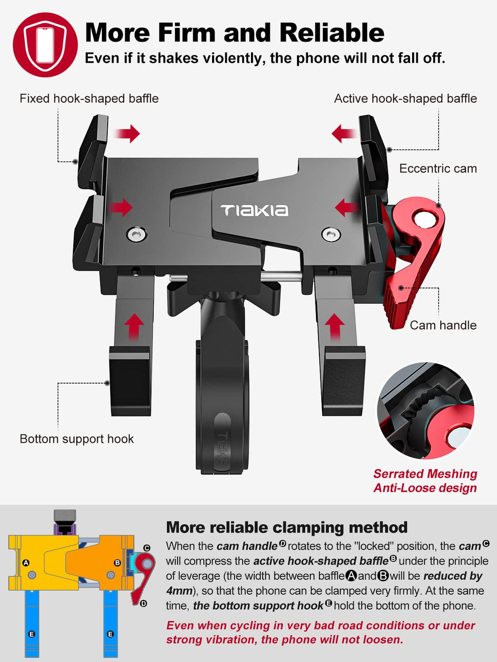Aluminum Handlebar Phone Mount with 360 Degree Rotation for Bikes