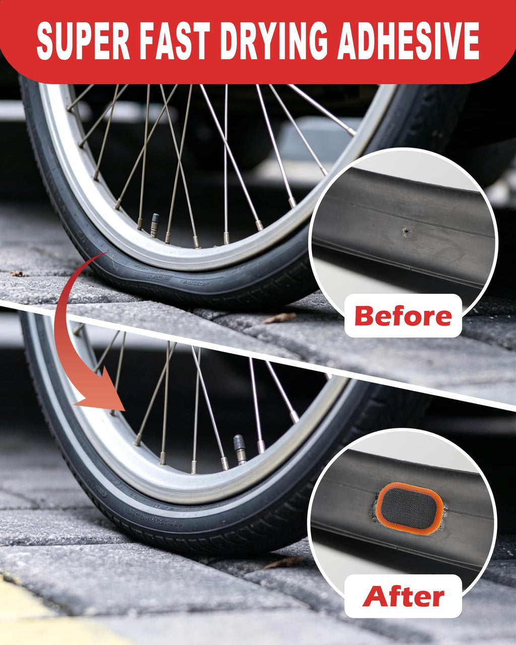 Bike Inner Tube Puncture Repair Kit with 20 Vulcanizing Patches