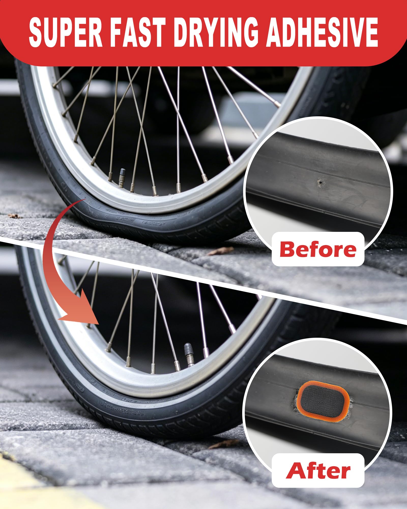 Bike Inner Tube Puncture Repair Kit with 20 Vulcanizing Patches