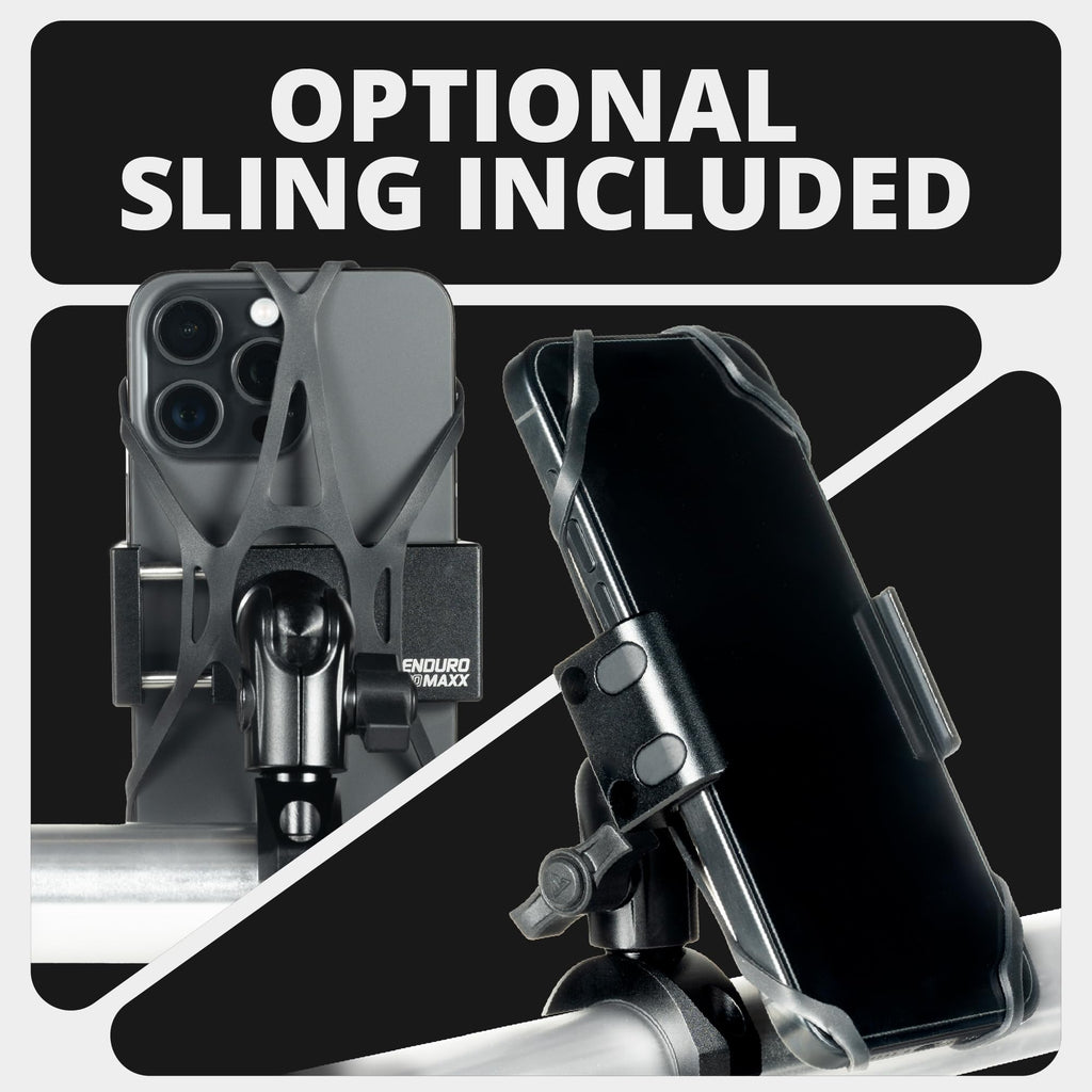 Motorcycle Phone Mount with Spring Cradle Universal Clamp and Short Arm