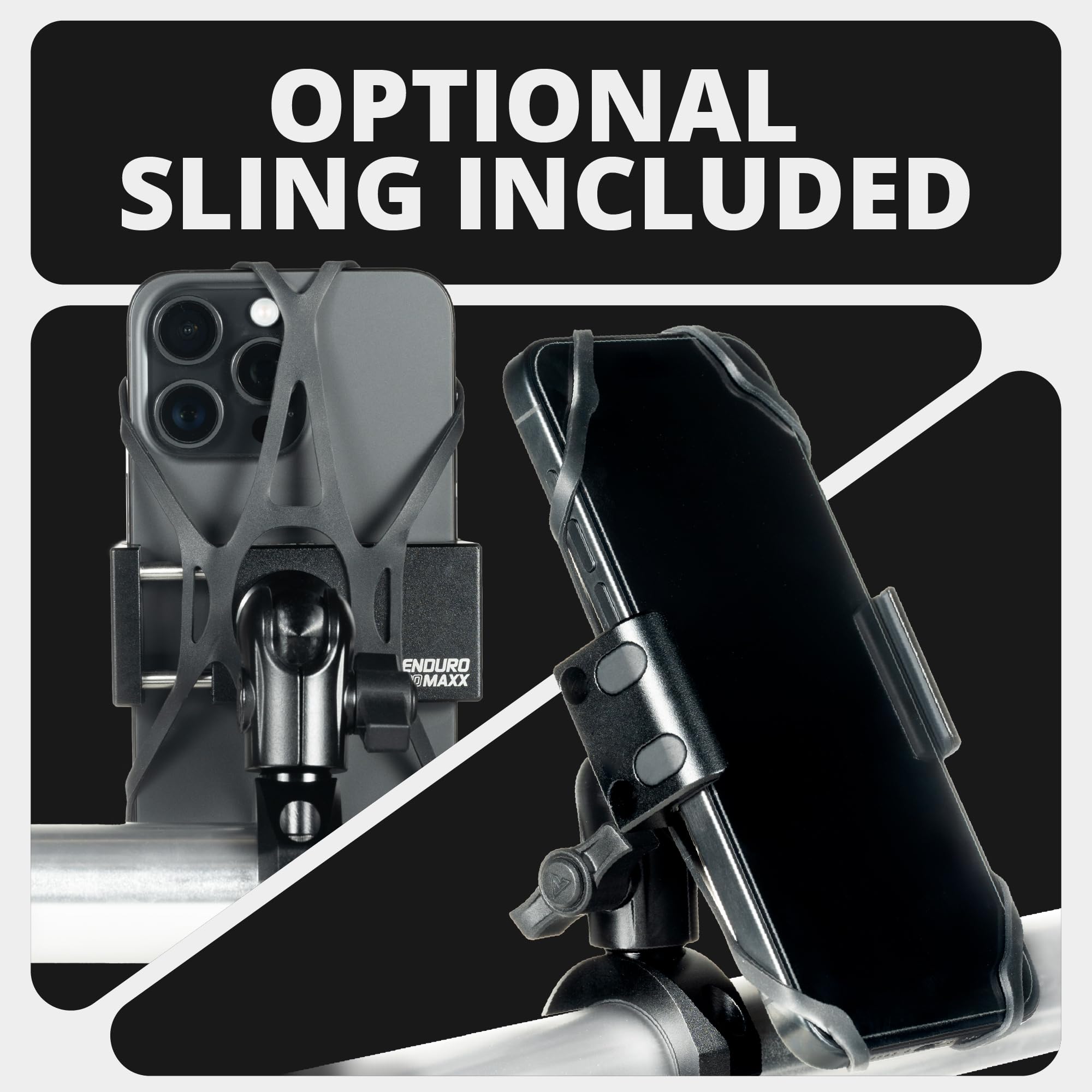 Motorcycle Phone Mount with Spring Cradle Universal Clamp and Short Arm