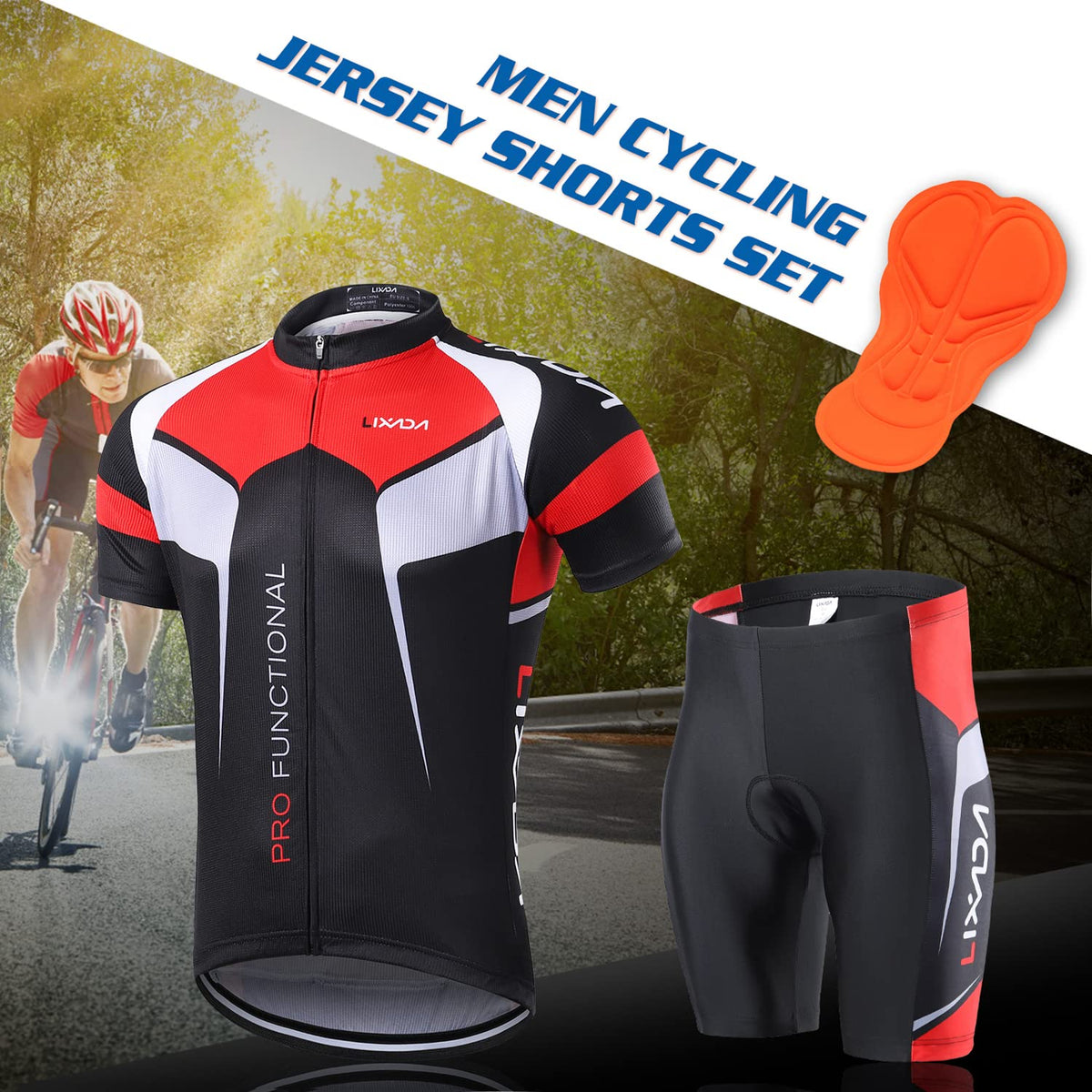 Mens Quick Dry Cycling Jersey and Padded Shorts Set