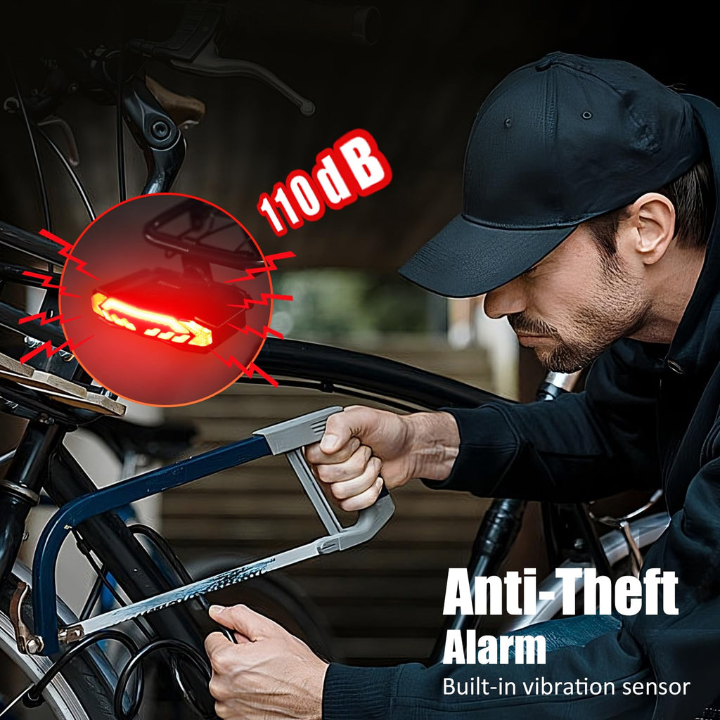 Smart Bike Rack Tail Light with Turn Signals Brake Light and Alarm