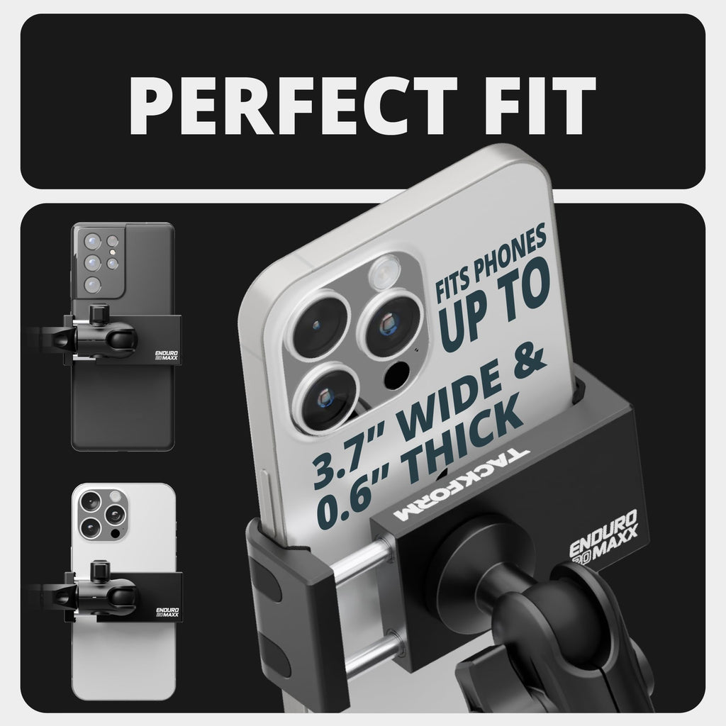 Motorcycle Phone Mount with Spring Cradle Universal Clamp and Short Arm