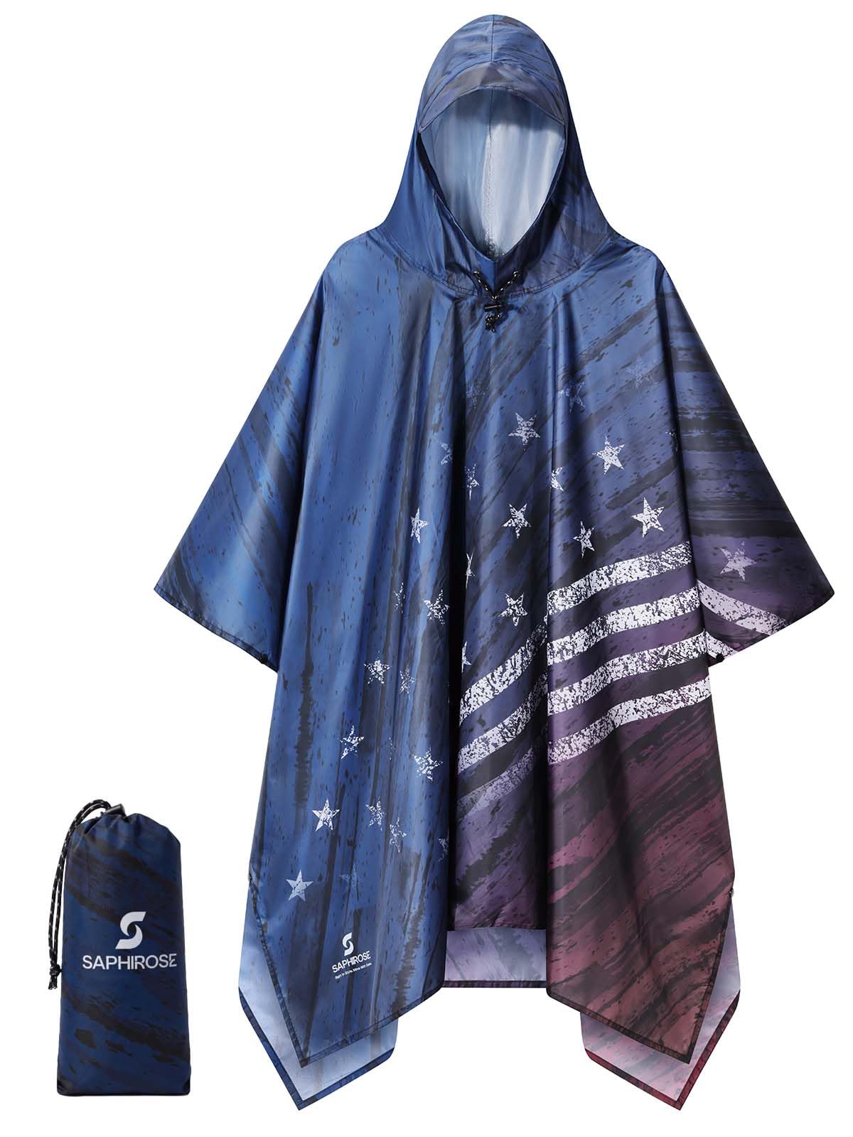 Hooded Waterproof Rain Poncho for Men and Women