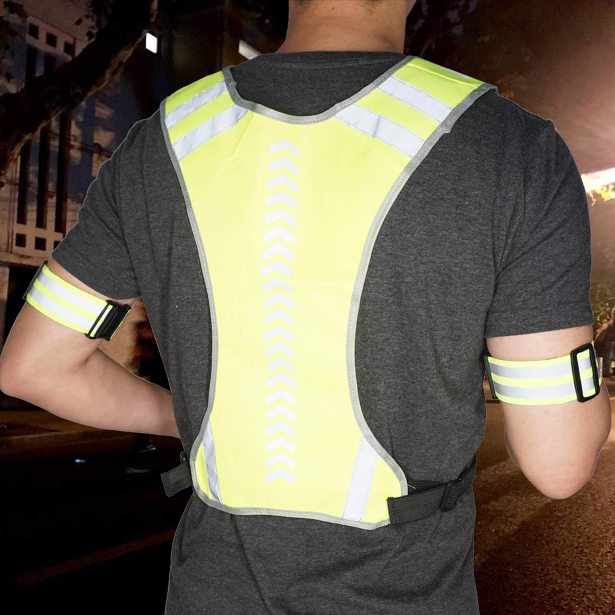 Reflective Running Safety Vest with Pocket for Night Cycling and Walking