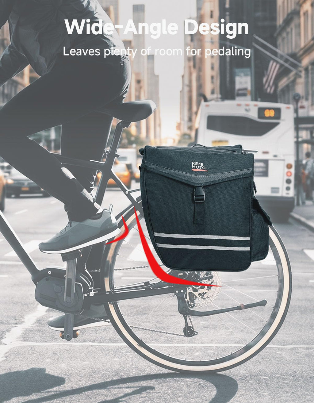 Waterproof 40L 50L Bike Pannier Bags with Rain Cover and Reflective Strip