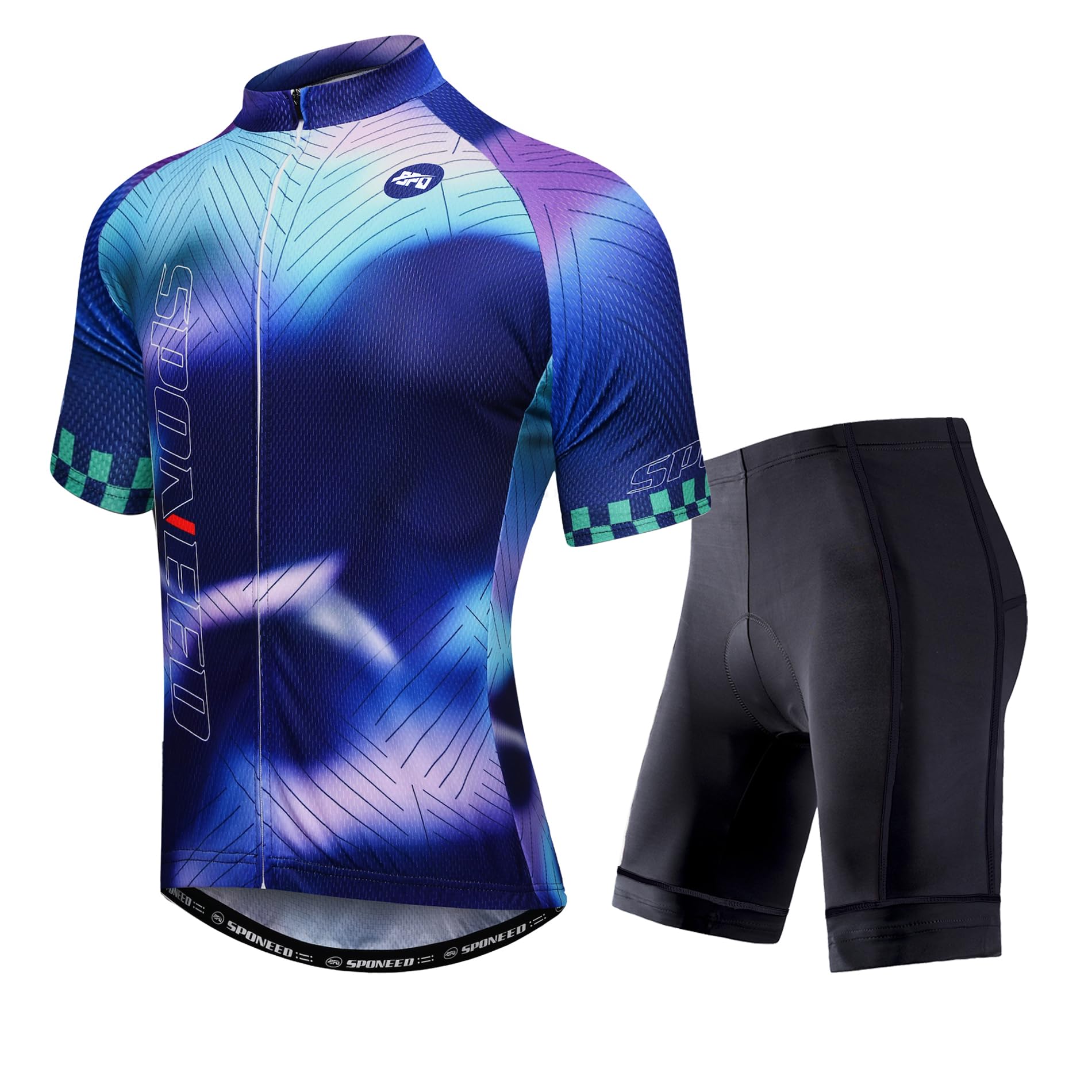 Mens Short Sleeve Cycling Jersey and Padded Road Bike Shorts