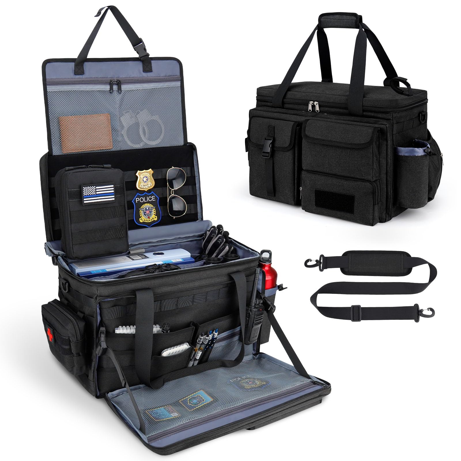 Law Enforcement Patrol Bag and Front Seat Organizer for Police Gear