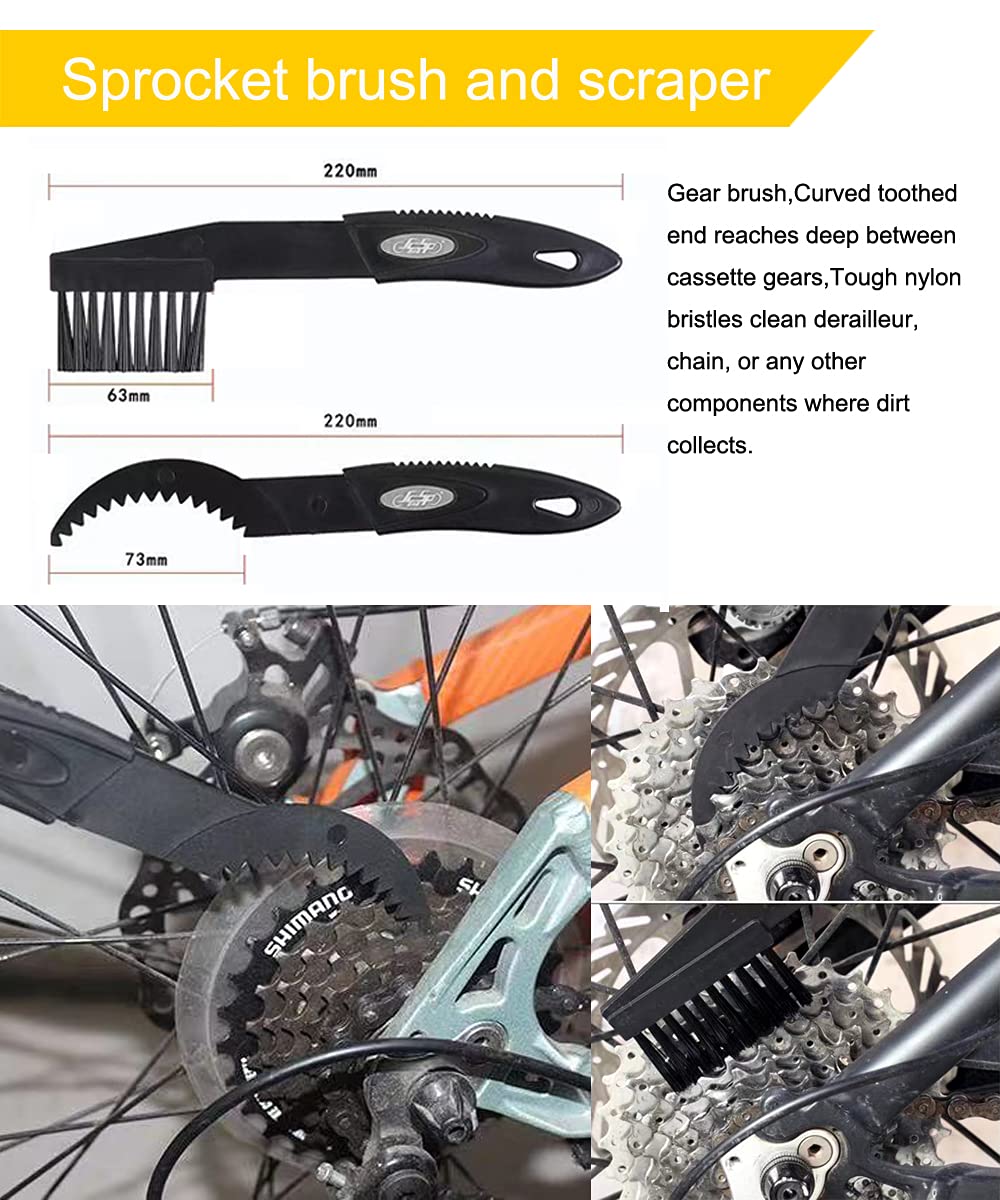 Bike Cleaning Kit with Degreaser Lubricant Chain Scrubber and Brushes