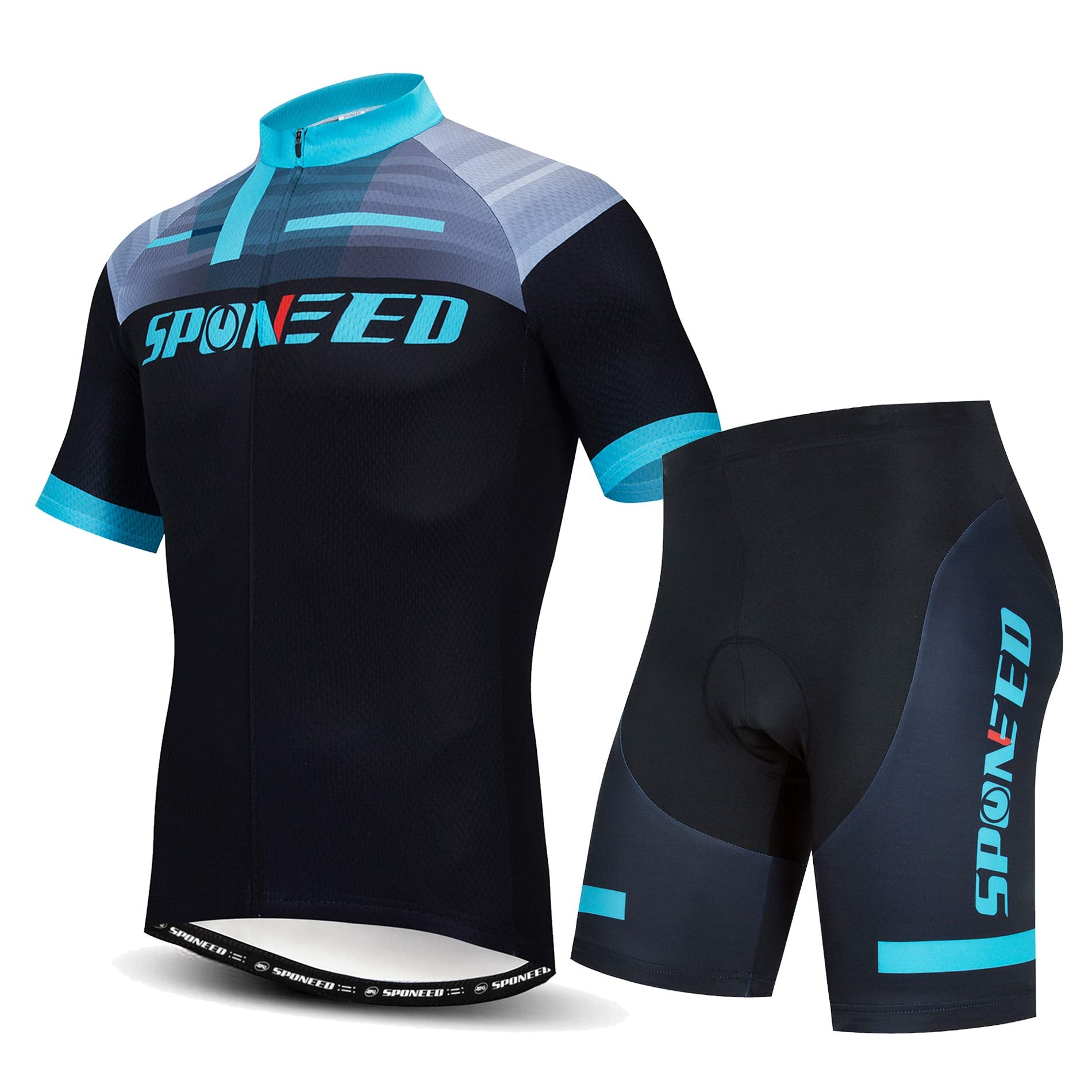 Mens Short Sleeve Cycling Jersey and Padded Road Bike Shorts
