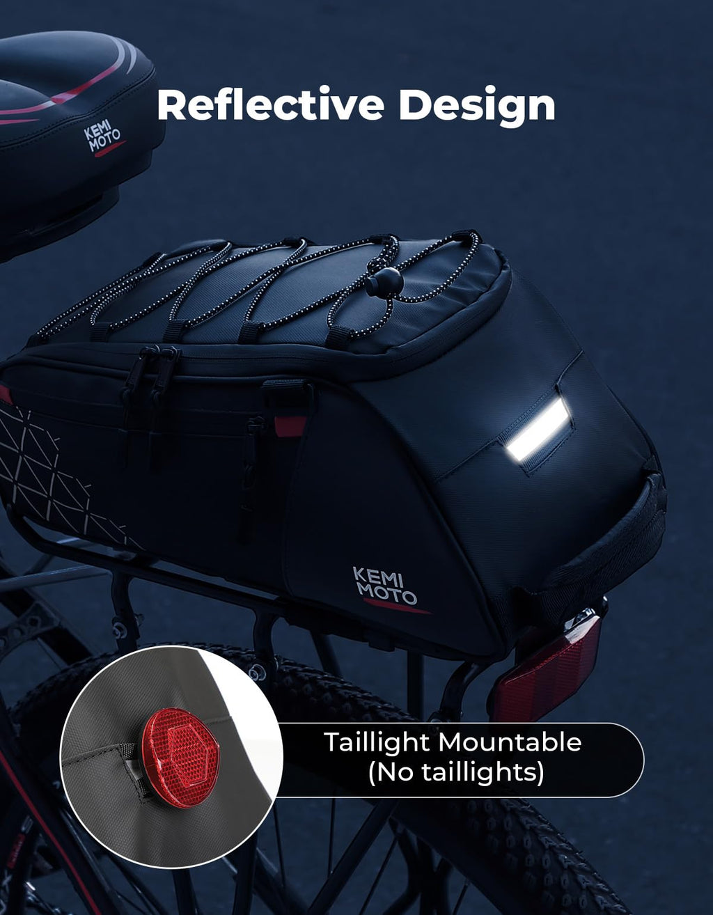 Water Resistant Rear Bike Rack Bag with Removable Cooler and Shoulder Strap