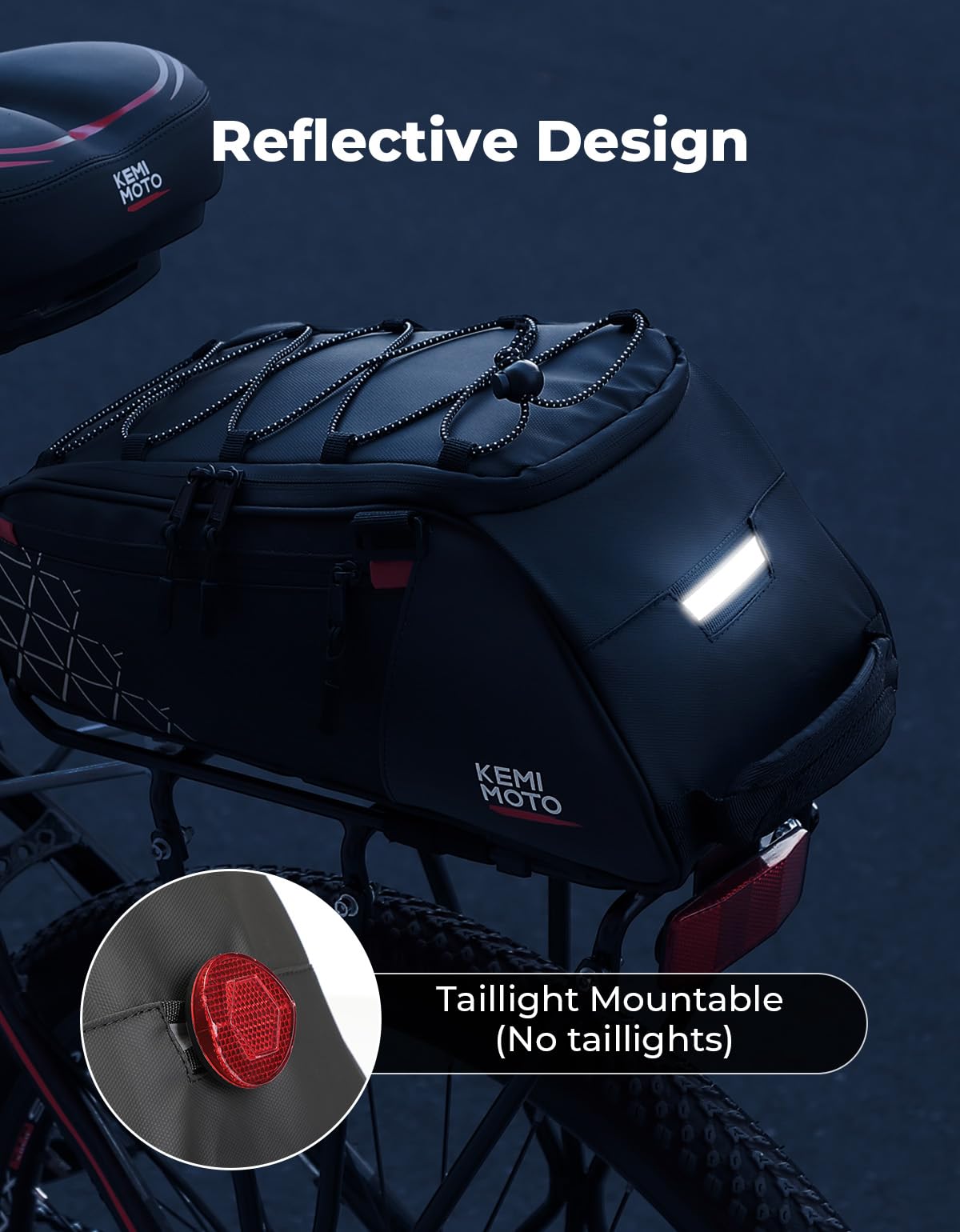Water Resistant Rear Bike Rack Bag with Removable Cooler and Shoulder Strap