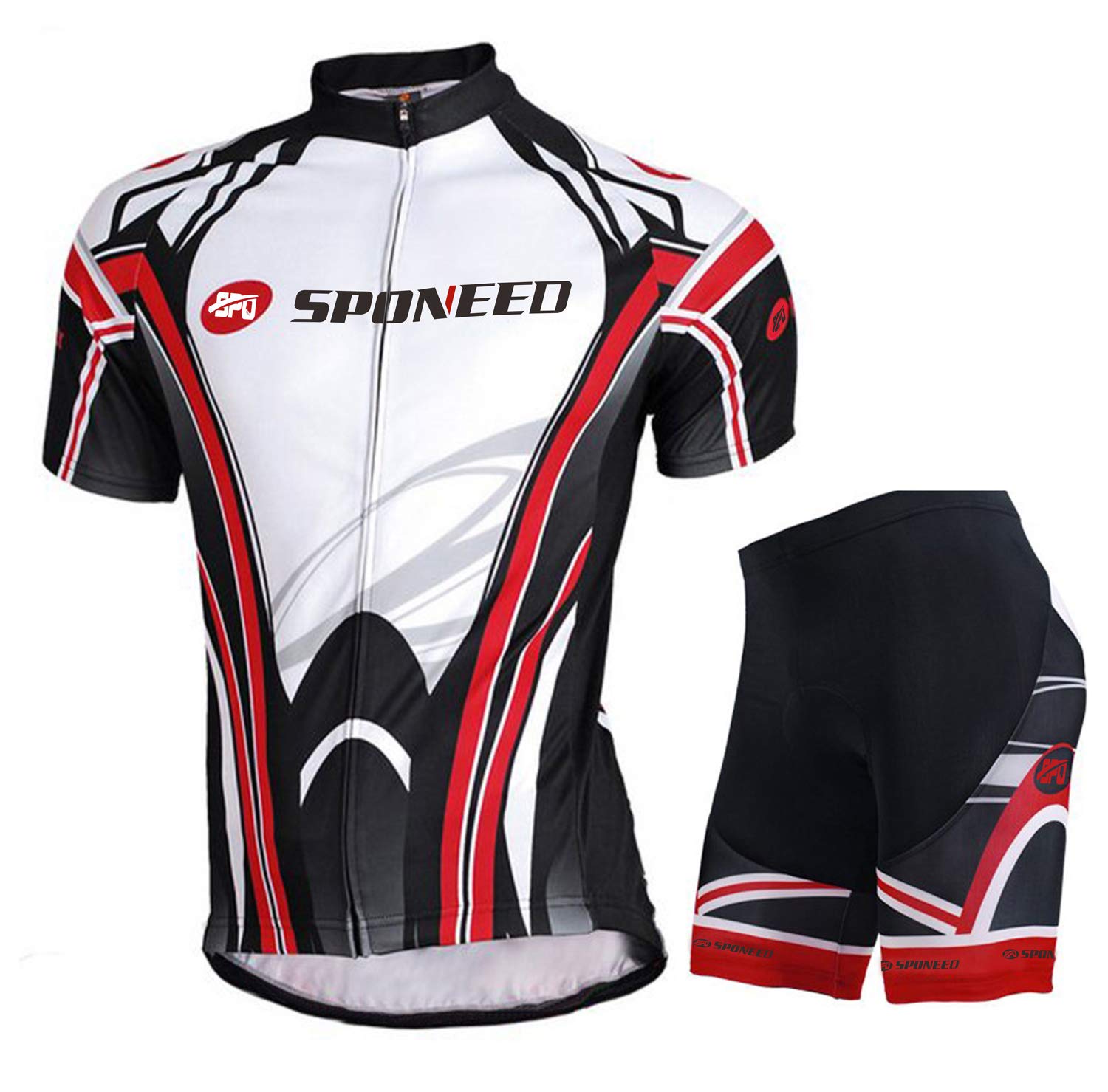 Mens Short Sleeve Cycling Jersey and Padded Road Bike Shorts