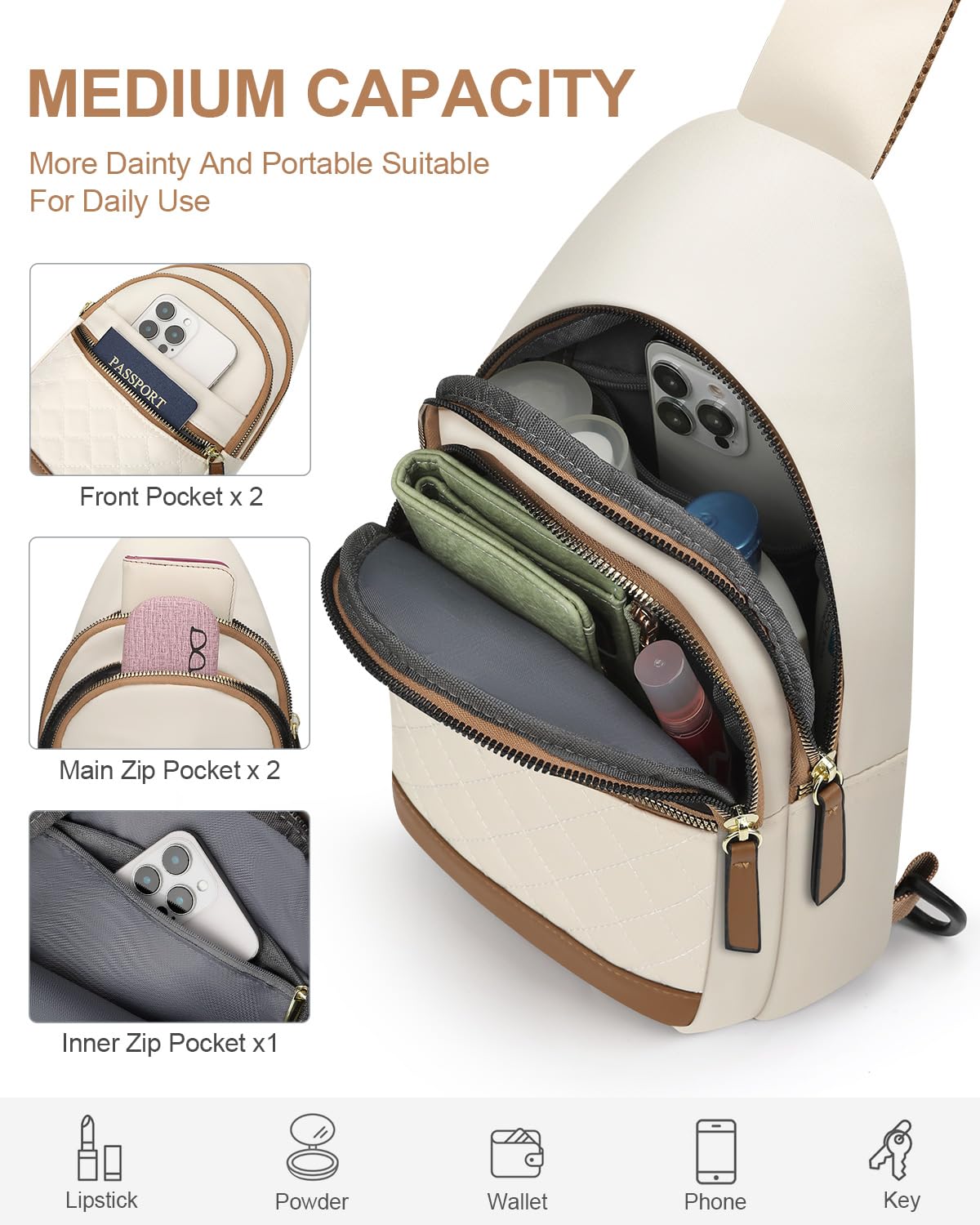 Waterproof Convertible Sling Crossbody Fanny Pack for Women and Men Travel