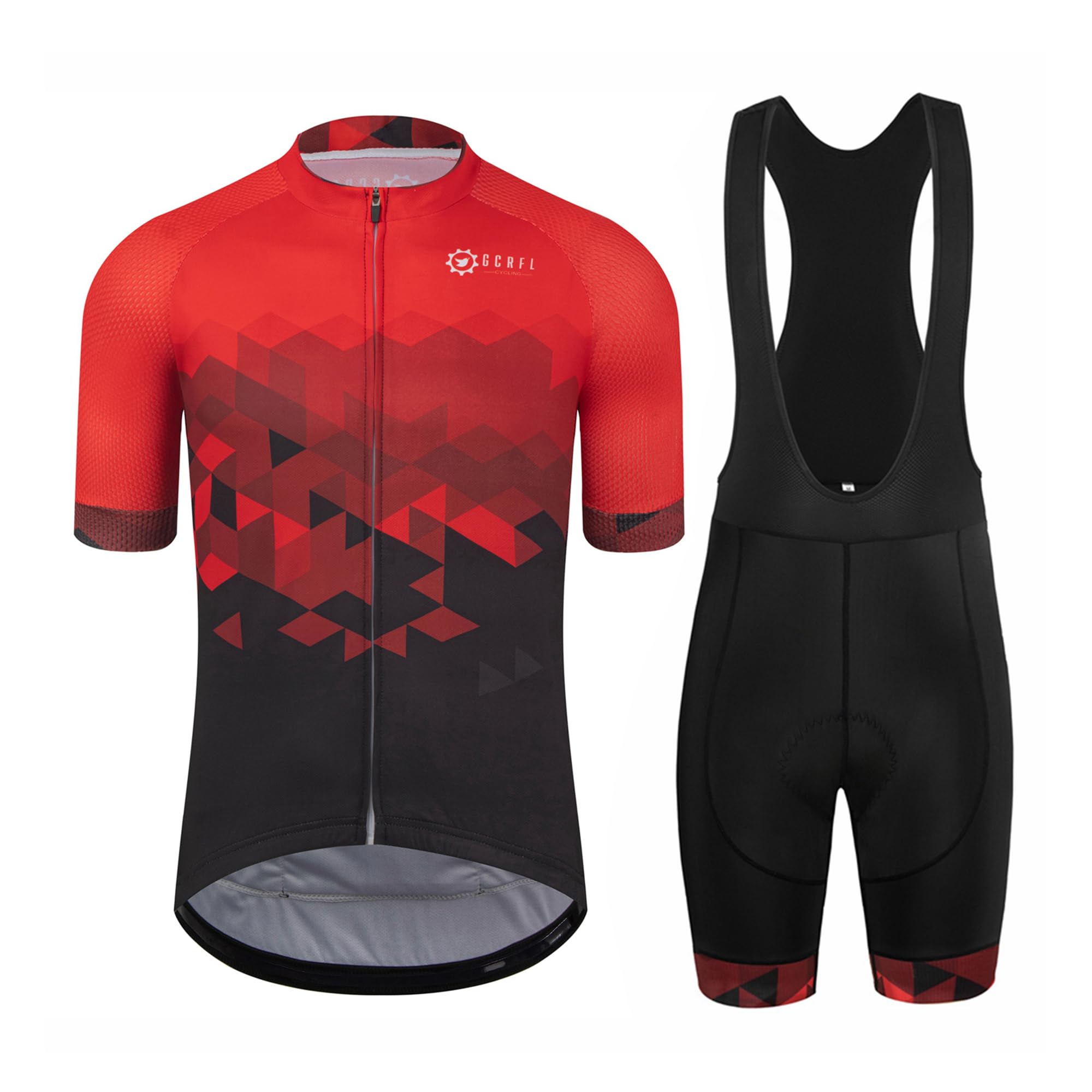 Mens Short Sleeve Road Cycling Jersey and Padded Bib Shorts Set
