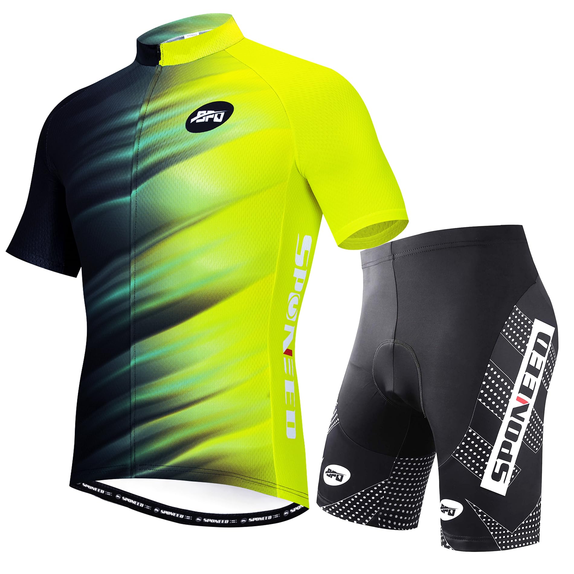 Mens Short Sleeve Cycling Jersey and Padded Road Bike Shorts
