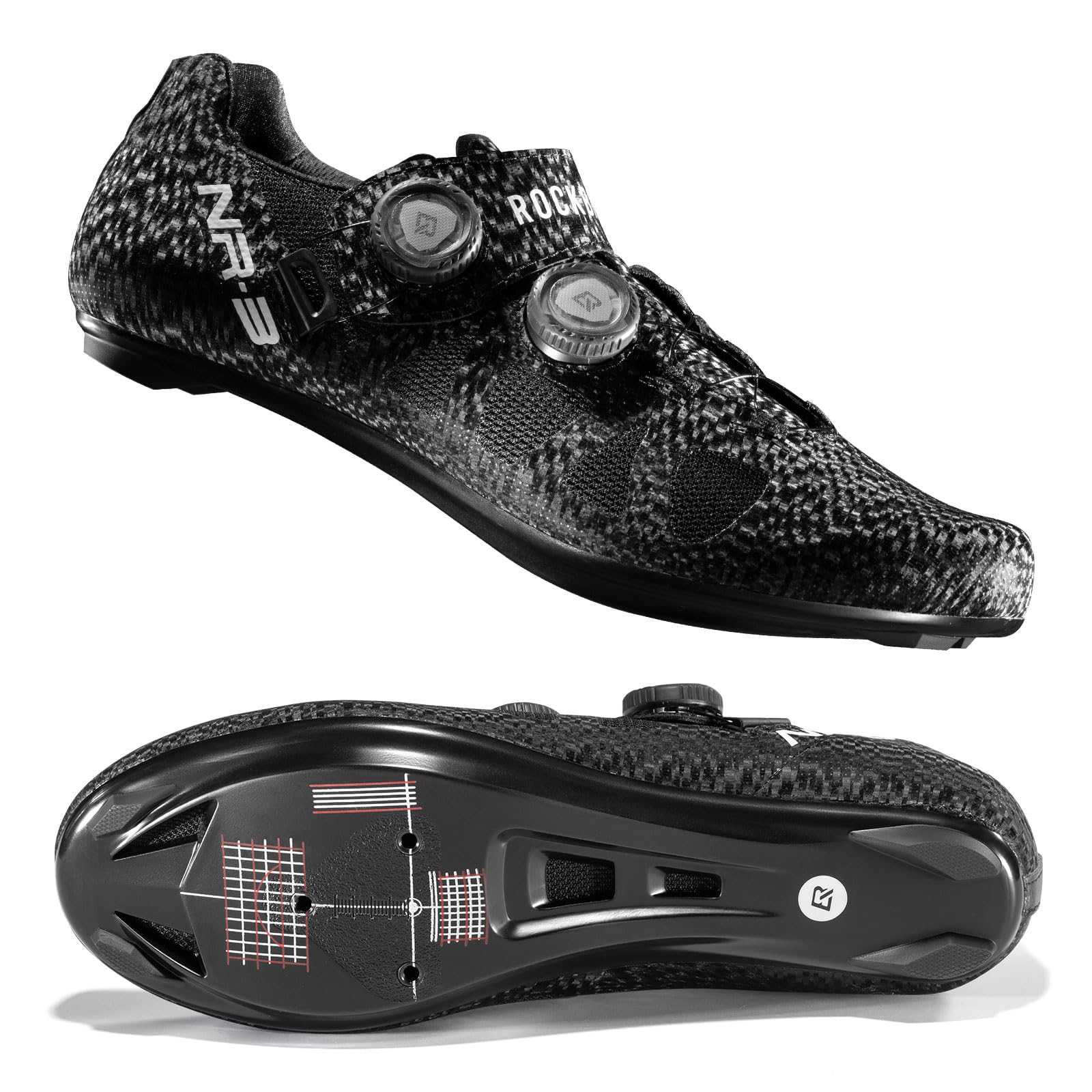 Unisex Breathable Clipless Road Cycling Shoes with Dual Dial Closure