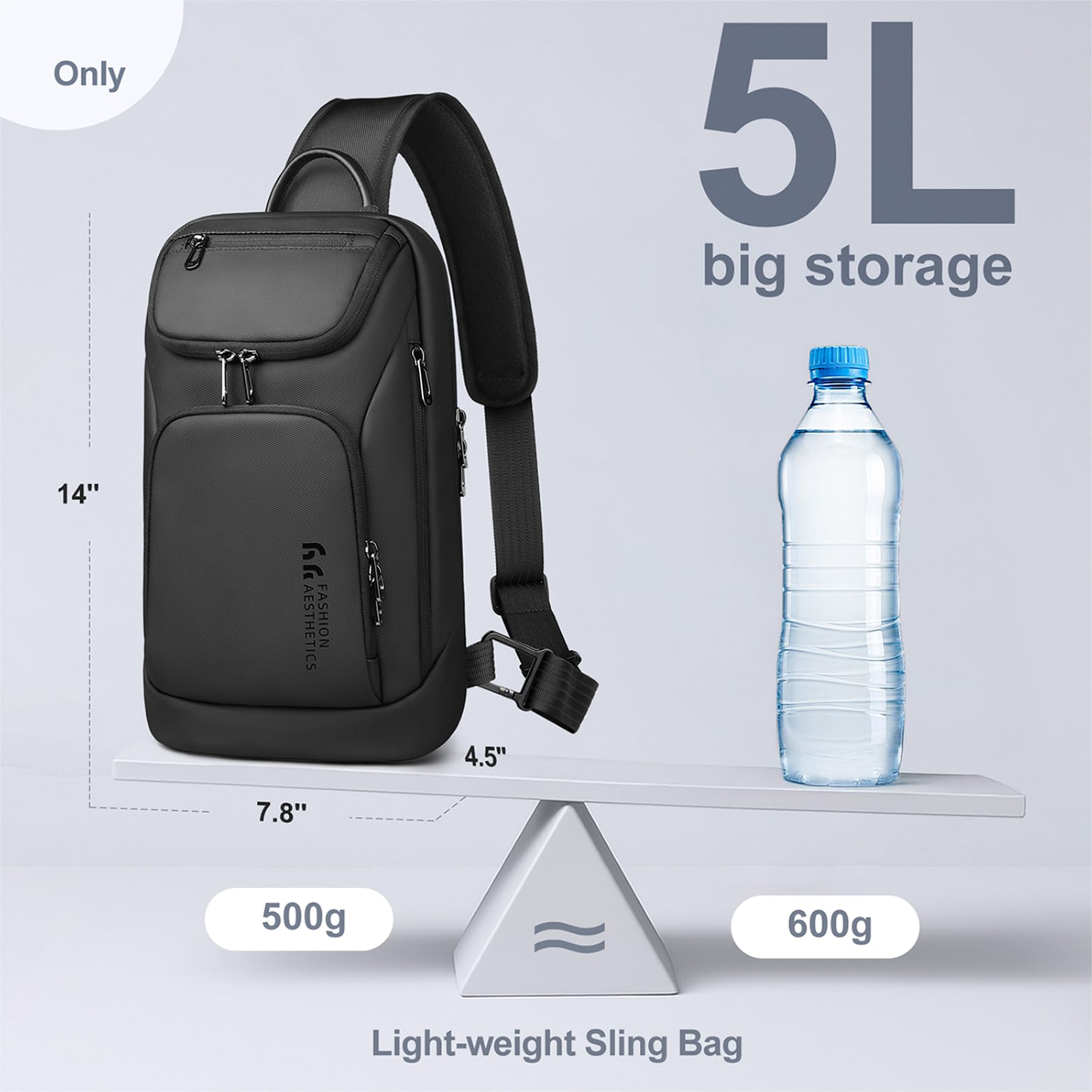 Waterproof Utility Crossbody Sling Bag for Men with Secure Anti Theft Pocket