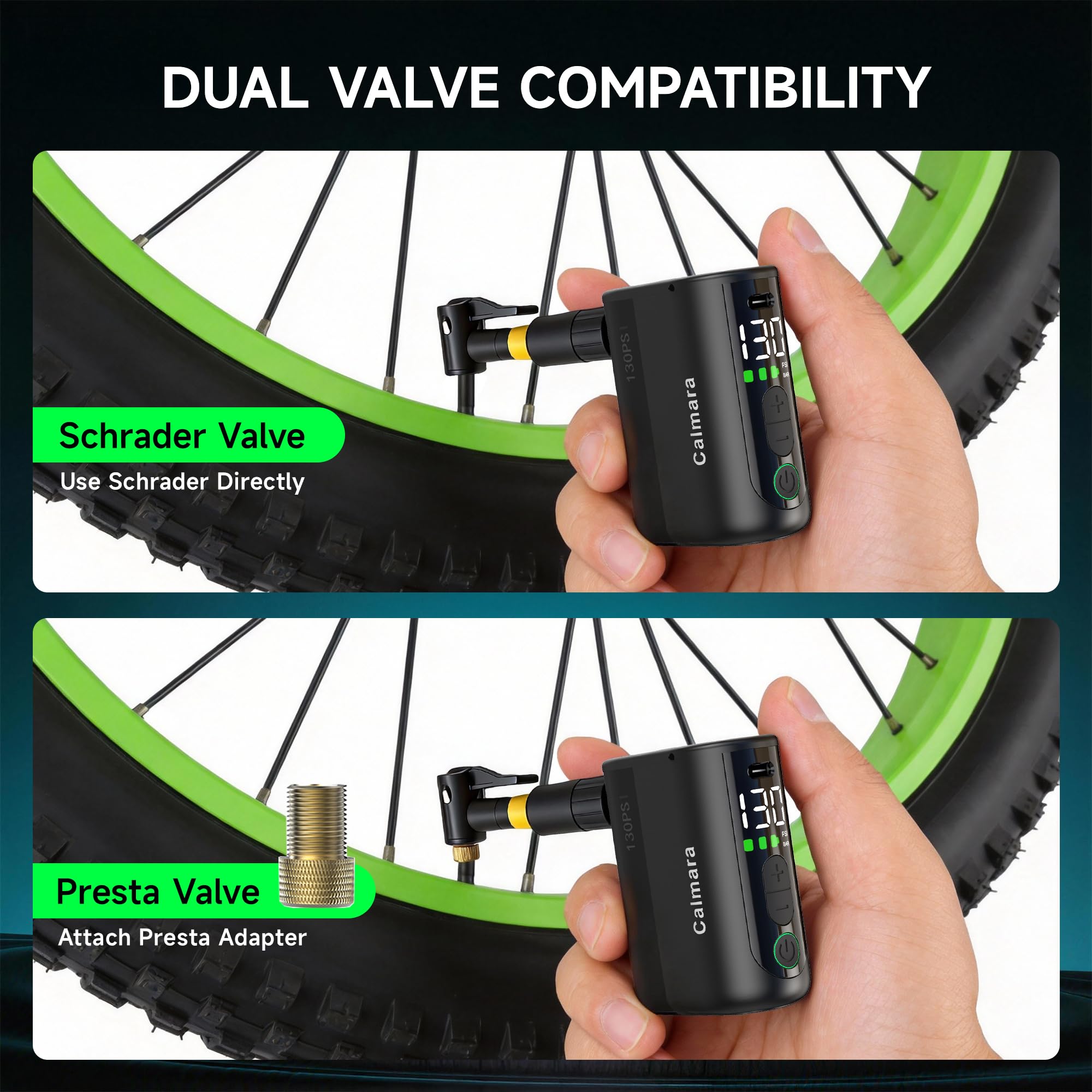 Portable Electric Bike Pump with Gauge Auto Stop and 130 PSI Inflation