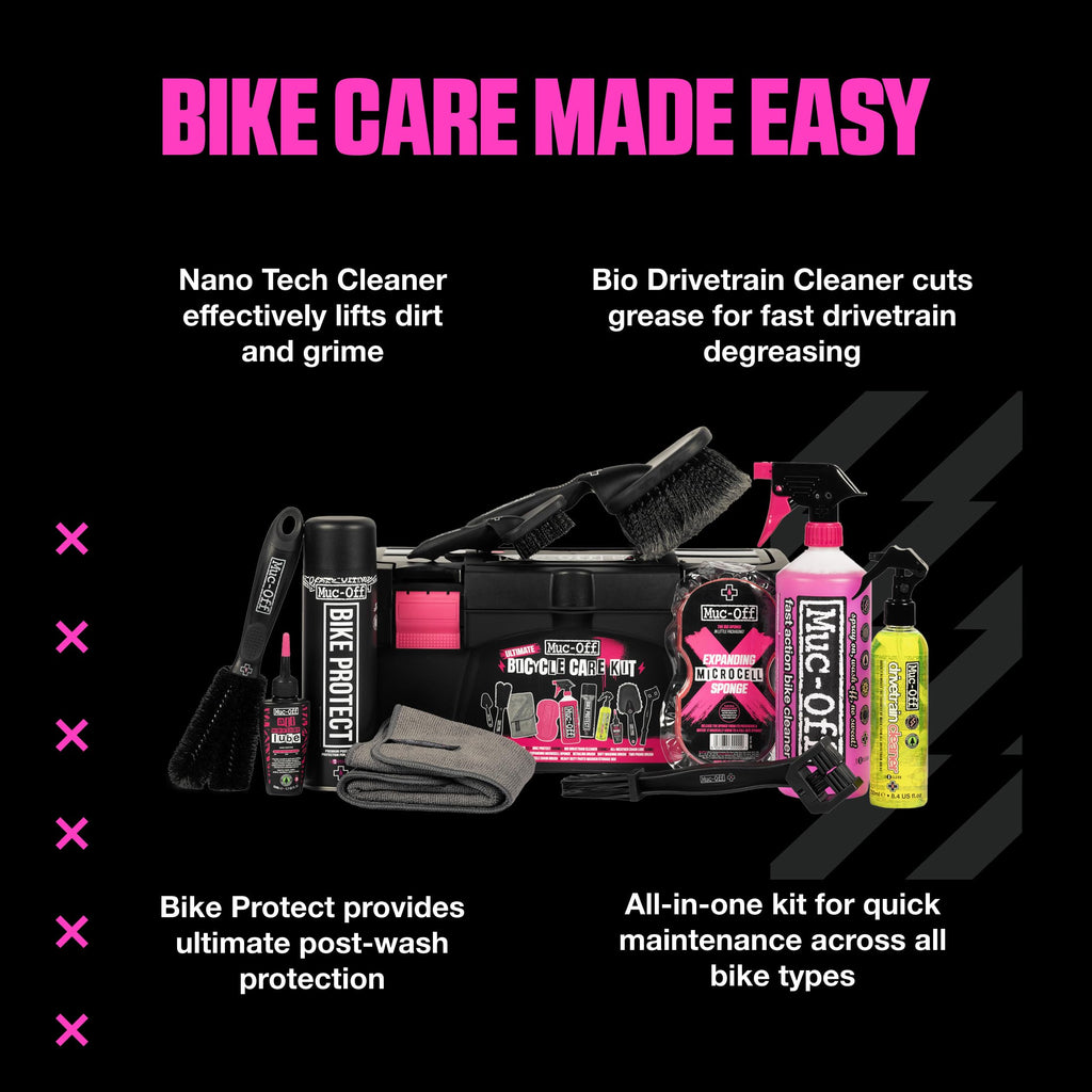 Complete Bicycle Cleaning Kit with Cleaner Protectant Brushes and Lubricant