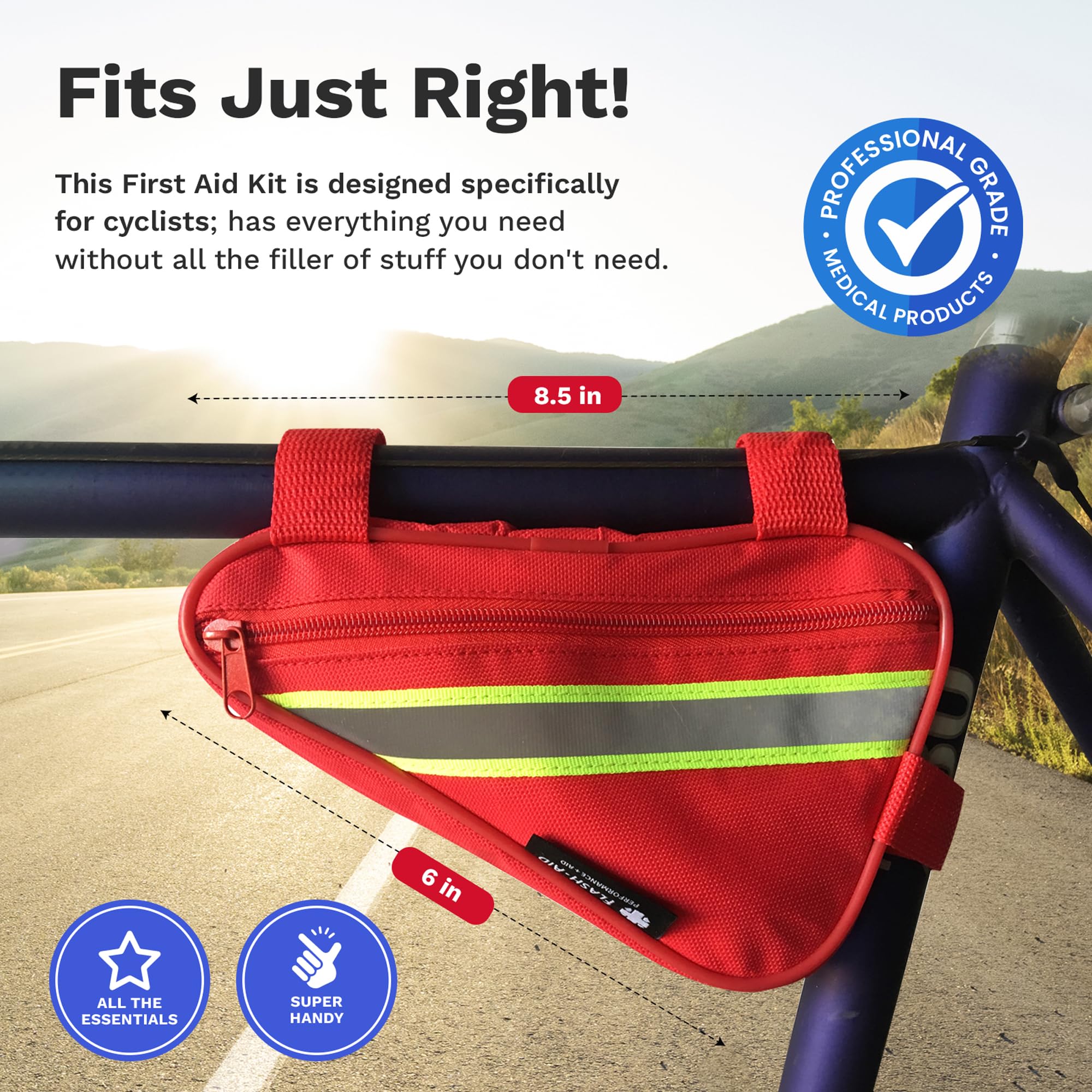 Compact Cycling First Aid Kit for Road Rash Cuts and Blister Care