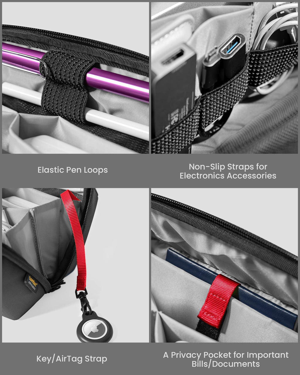 Electronic Accessory Organizer Pouch for Cables Chargers and Small Devices