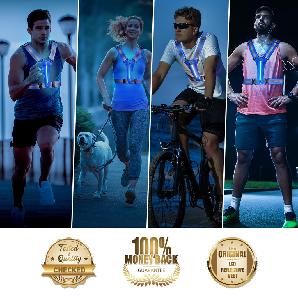 LED Reflective Safety Vest for Night Running Walking and Cycling