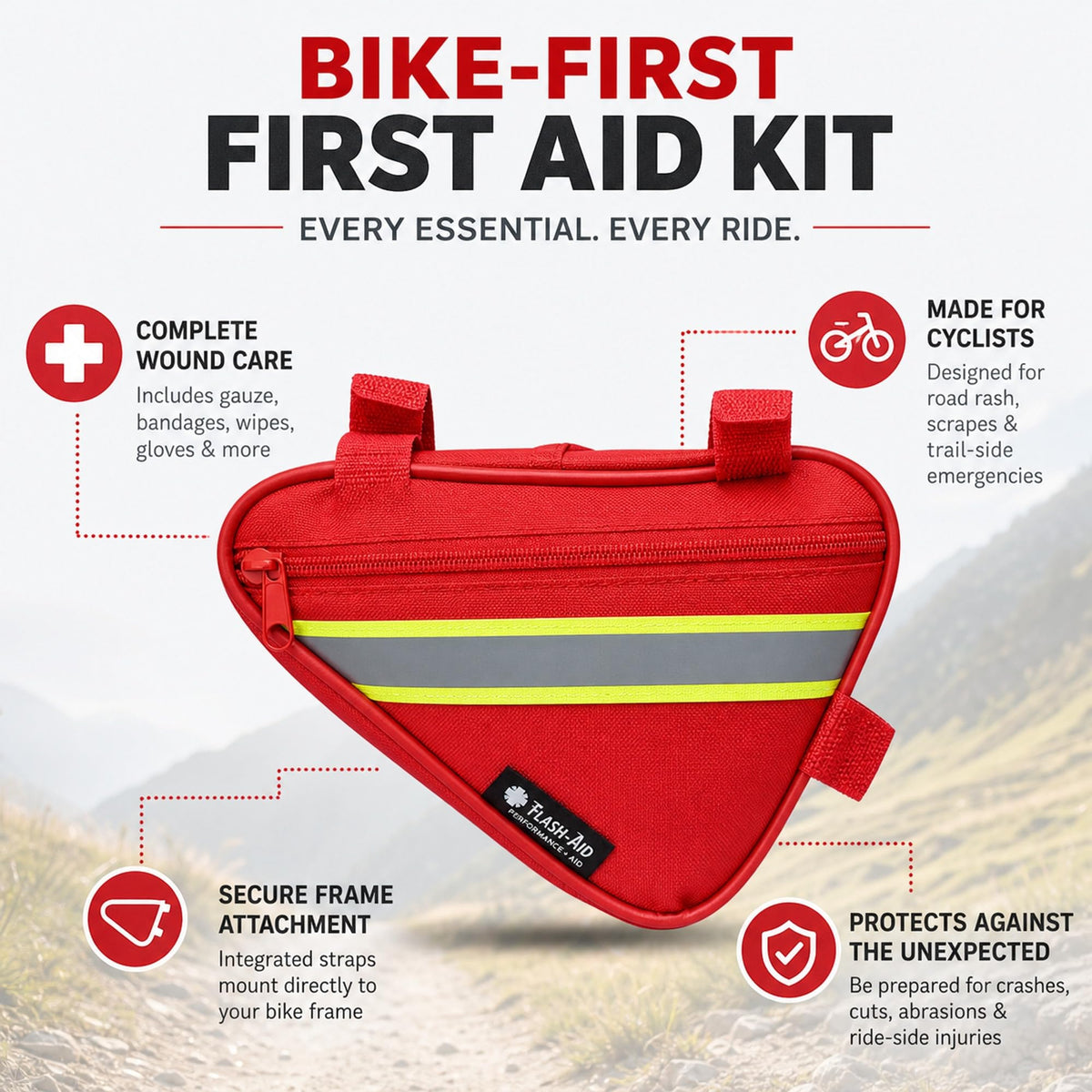 Compact Cycling First Aid Kit for Road Rash Cuts and Blister Care