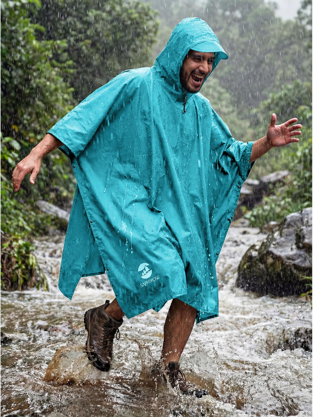 Hooded Waterproof Rain Poncho for Men and Women