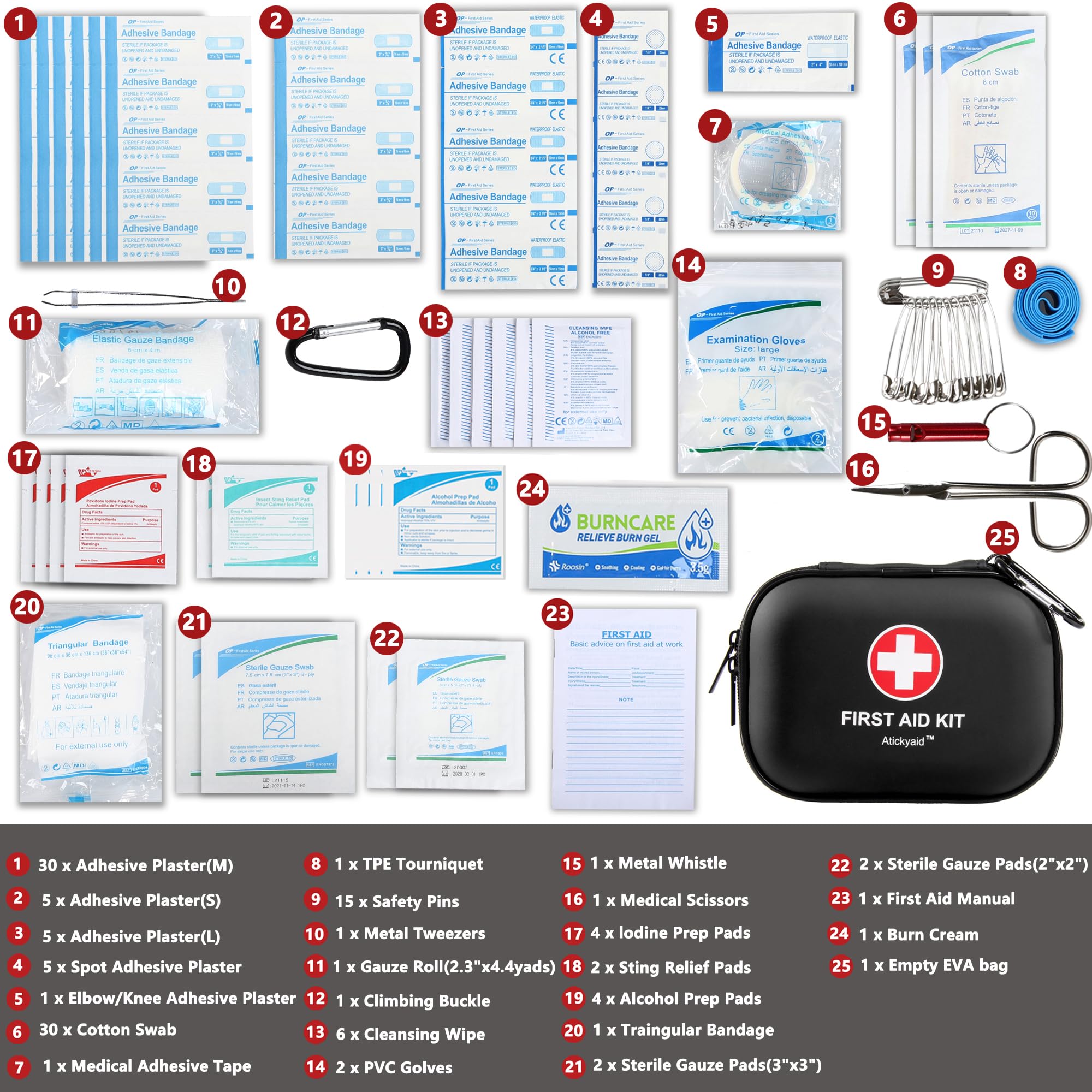 120 Piece Waterproof Mini First Aid Kit for Travel Camping Car and Home