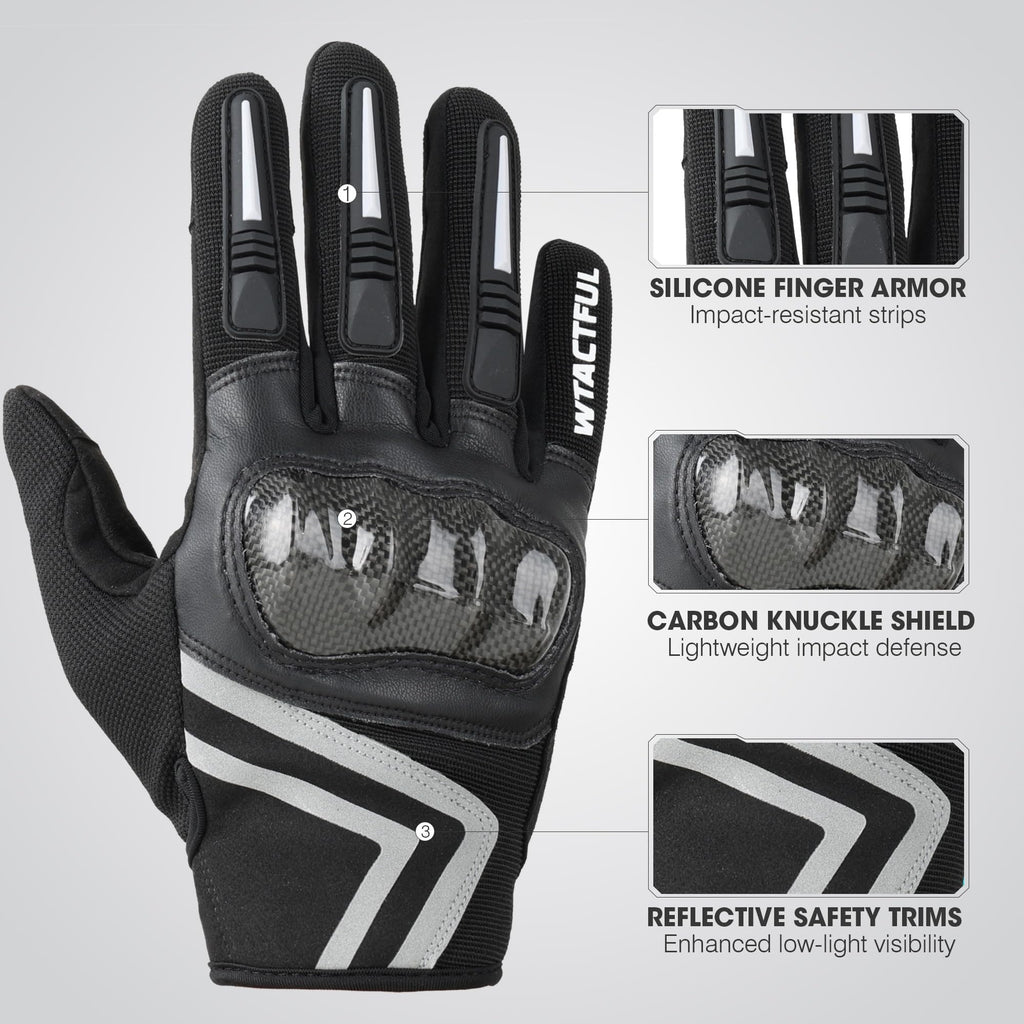 Mens Lightweight Breathable Touchscreen Motorcycle Riding Gloves