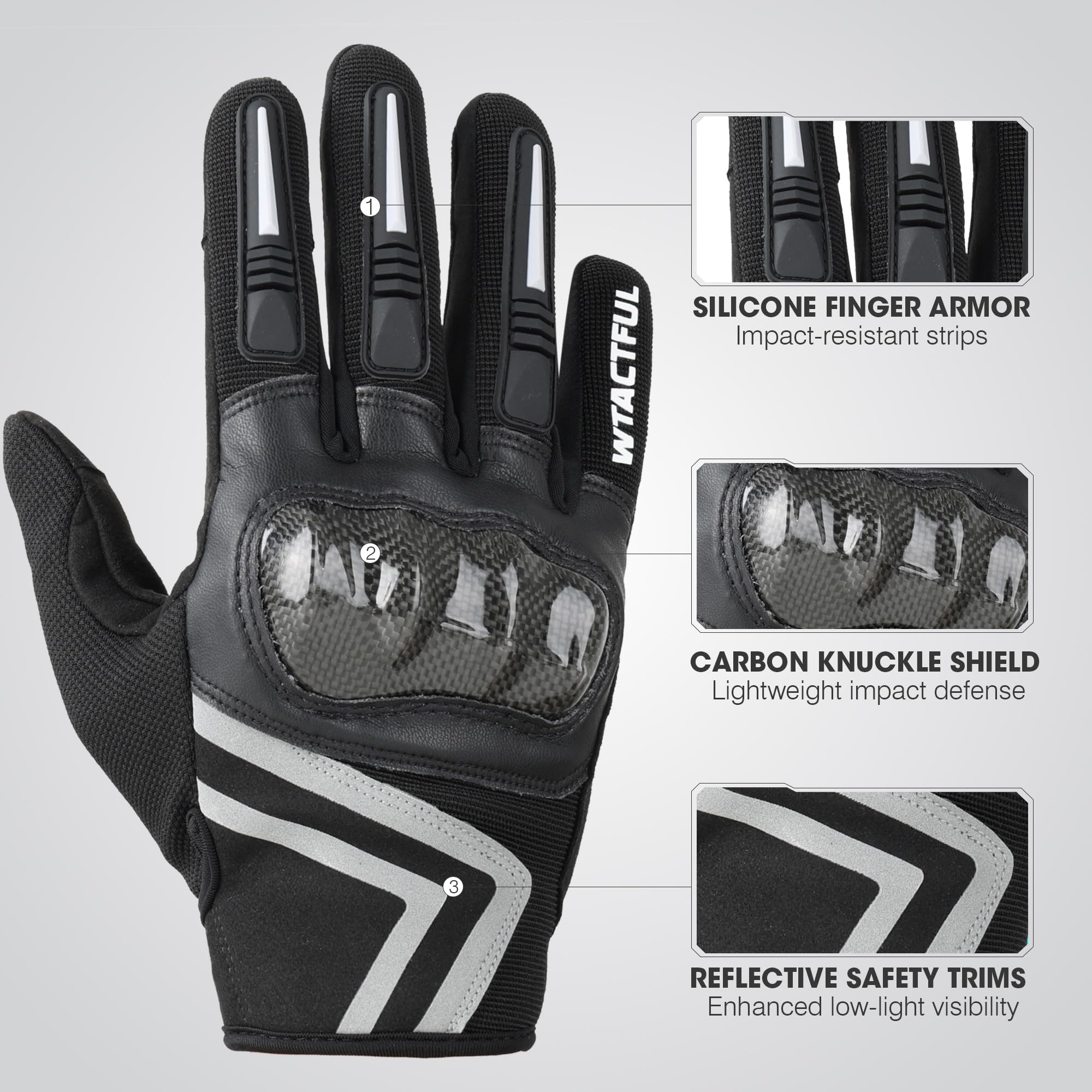 Mens Lightweight Breathable Touchscreen Motorcycle Riding Gloves