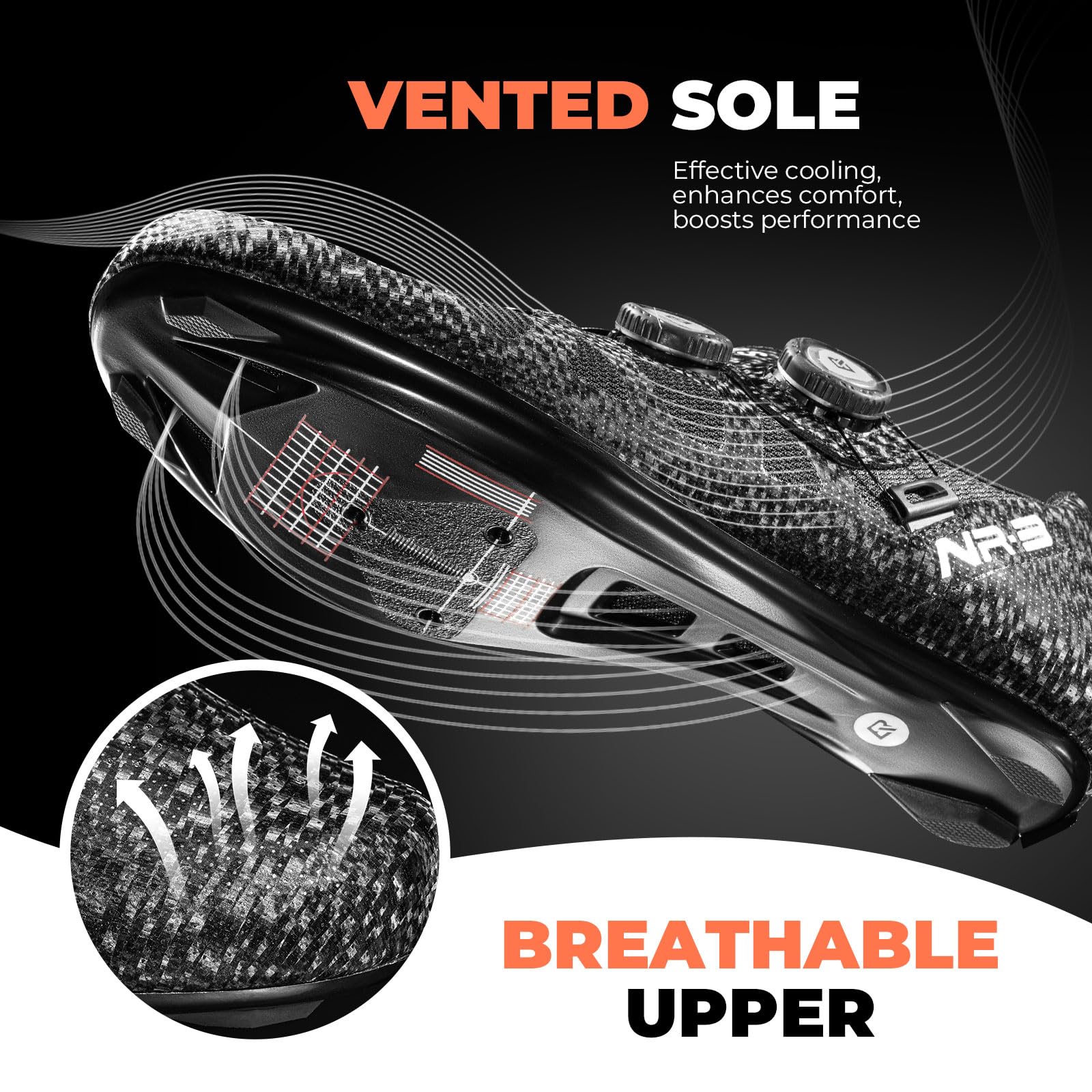 Unisex Breathable Clipless Road Cycling Shoes with Dual Dial Closure