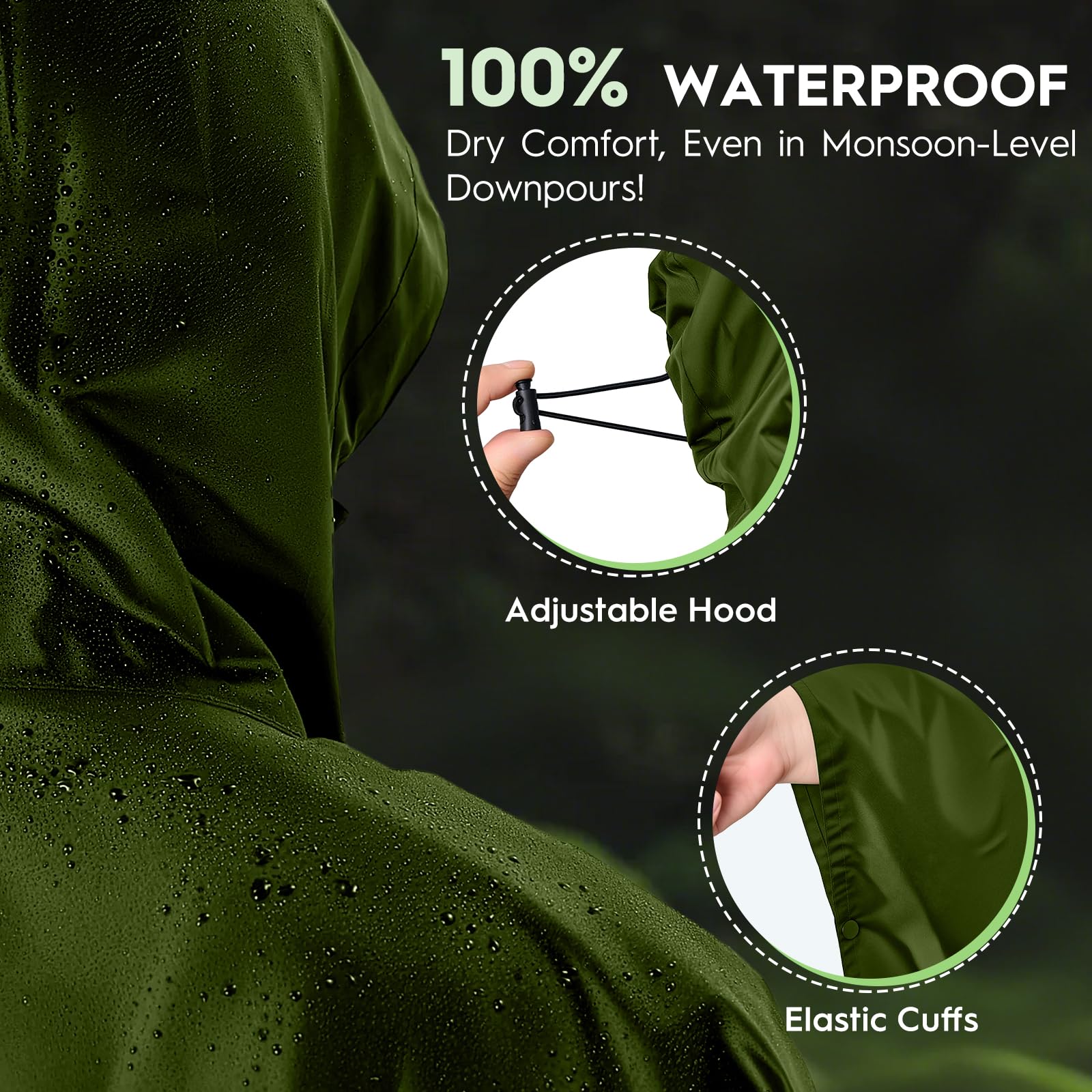 Waterproof 3 in 1 Rain Poncho and Ground Mat for Adults and Youth