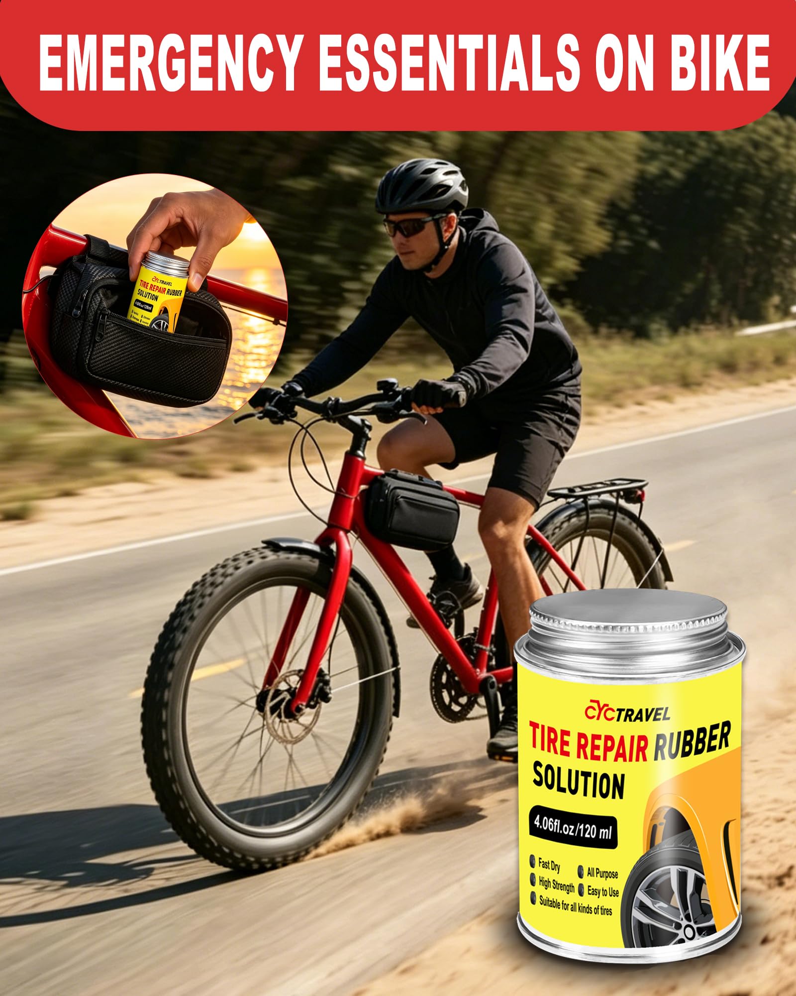 Bike Inner Tube Puncture Repair Kit with 20 Vulcanizing Patches