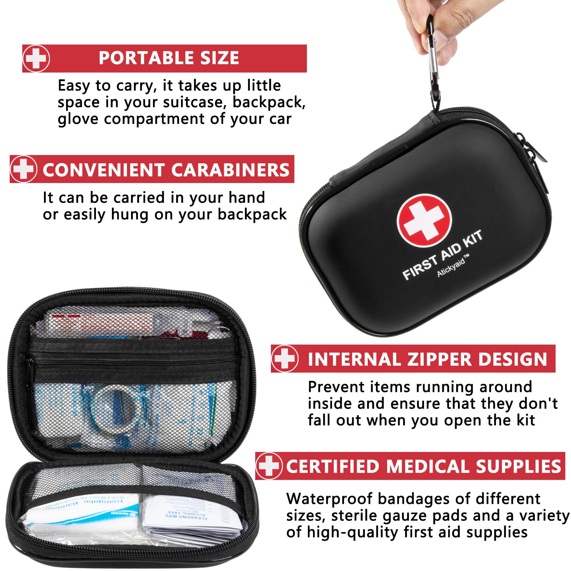 120 Piece Waterproof Mini First Aid Kit for Travel Camping Car and Home