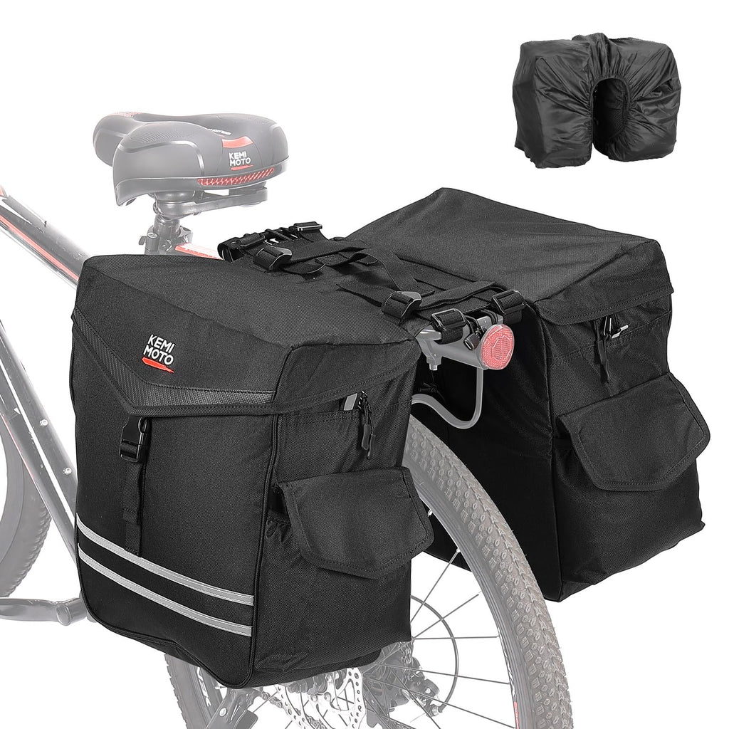 Waterproof 40L 50L Bike Pannier Bags with Rain Cover and Reflective Strip