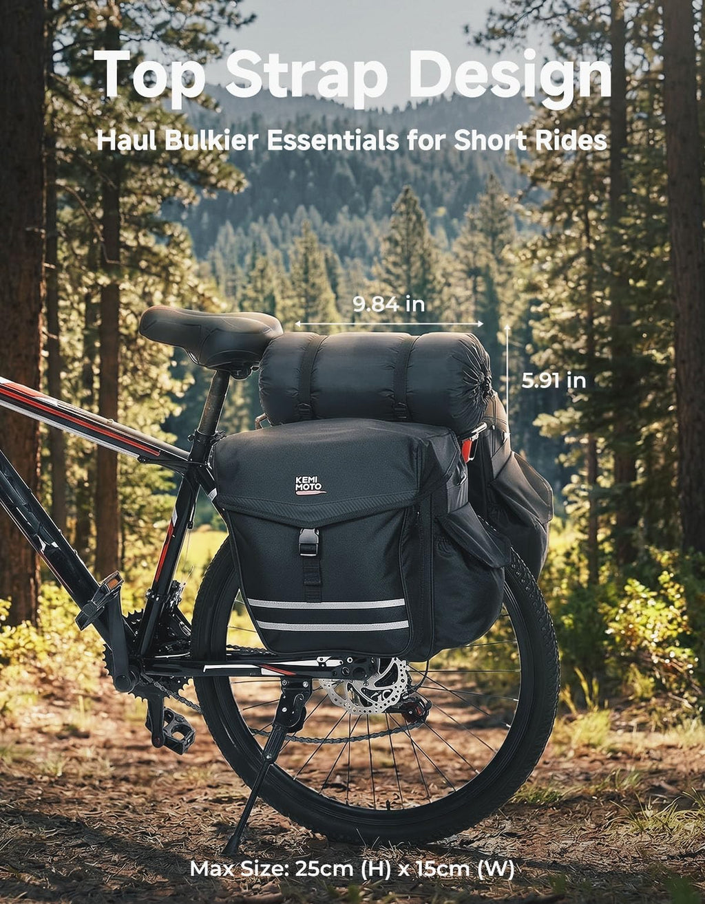 Waterproof 40L 50L Bike Pannier Bags with Rain Cover and Reflective Strip