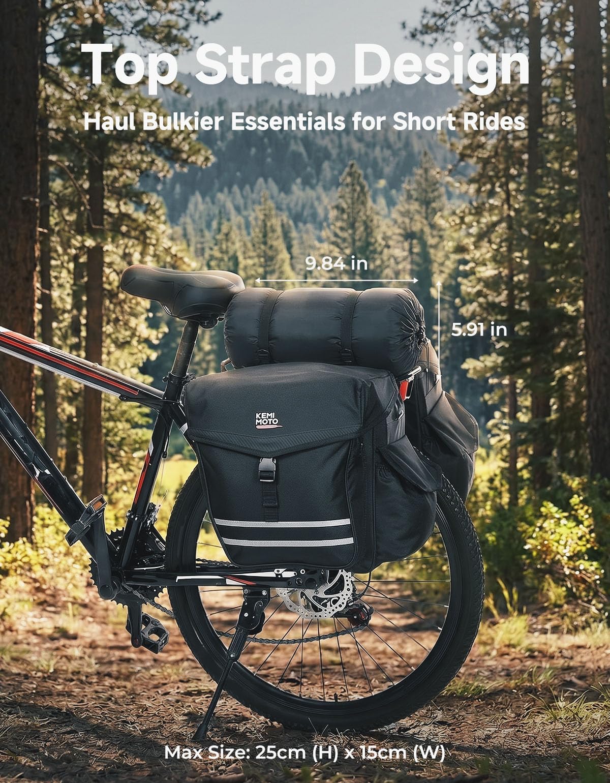Waterproof 40L 50L Bike Pannier Bags with Rain Cover and Reflective Strip