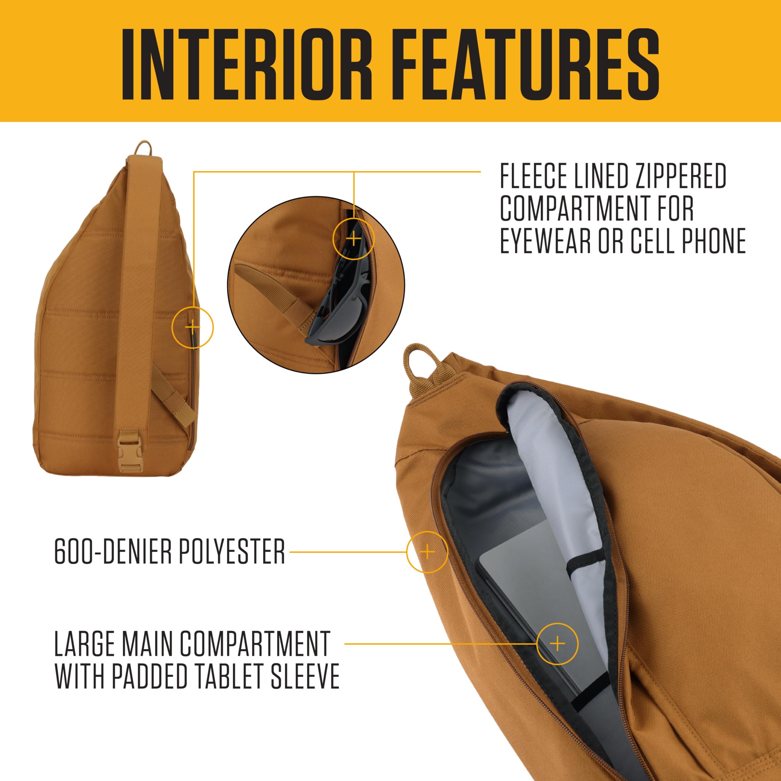 Durable Crossbody Sling Bag with Tablet Sleeve and Side Release Buckle