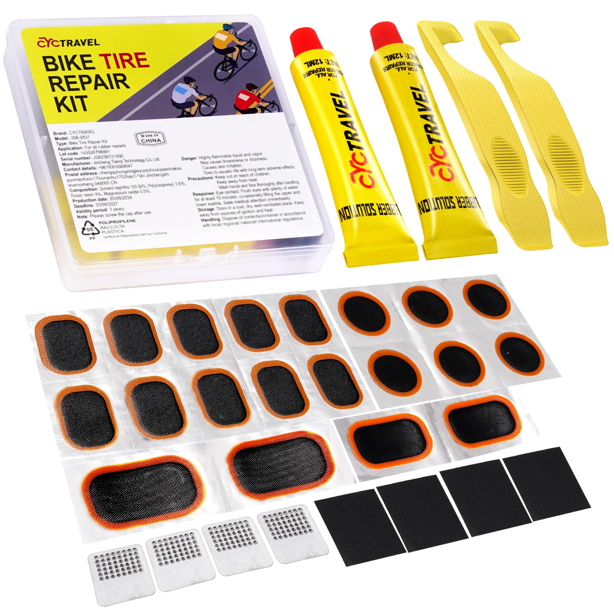 Bike Inner Tube Puncture Repair Kit with 20 Vulcanizing Patches