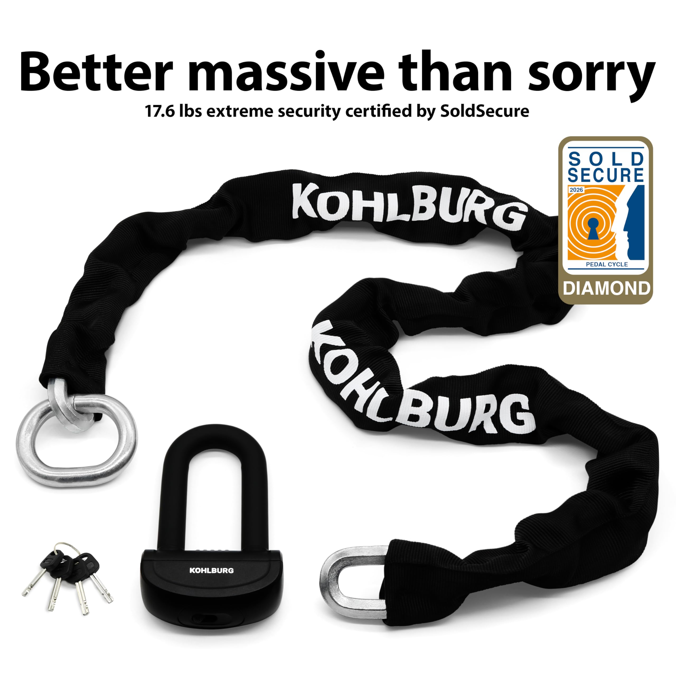 Heavy Duty 7 Foot Steel Security Chain Lock for Motorcycles and Ebikes